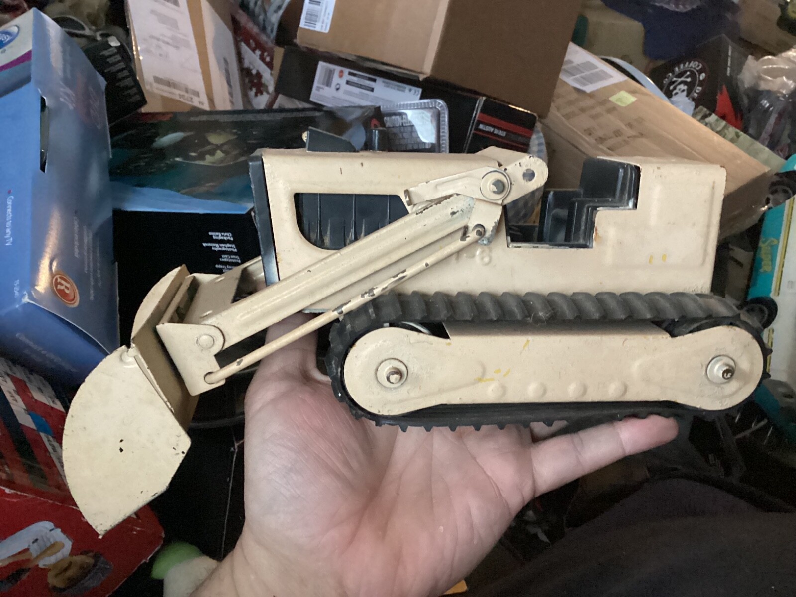 Vintage Tonka T-6 desert sand Steel Bulldozer Construction Toy 1970s