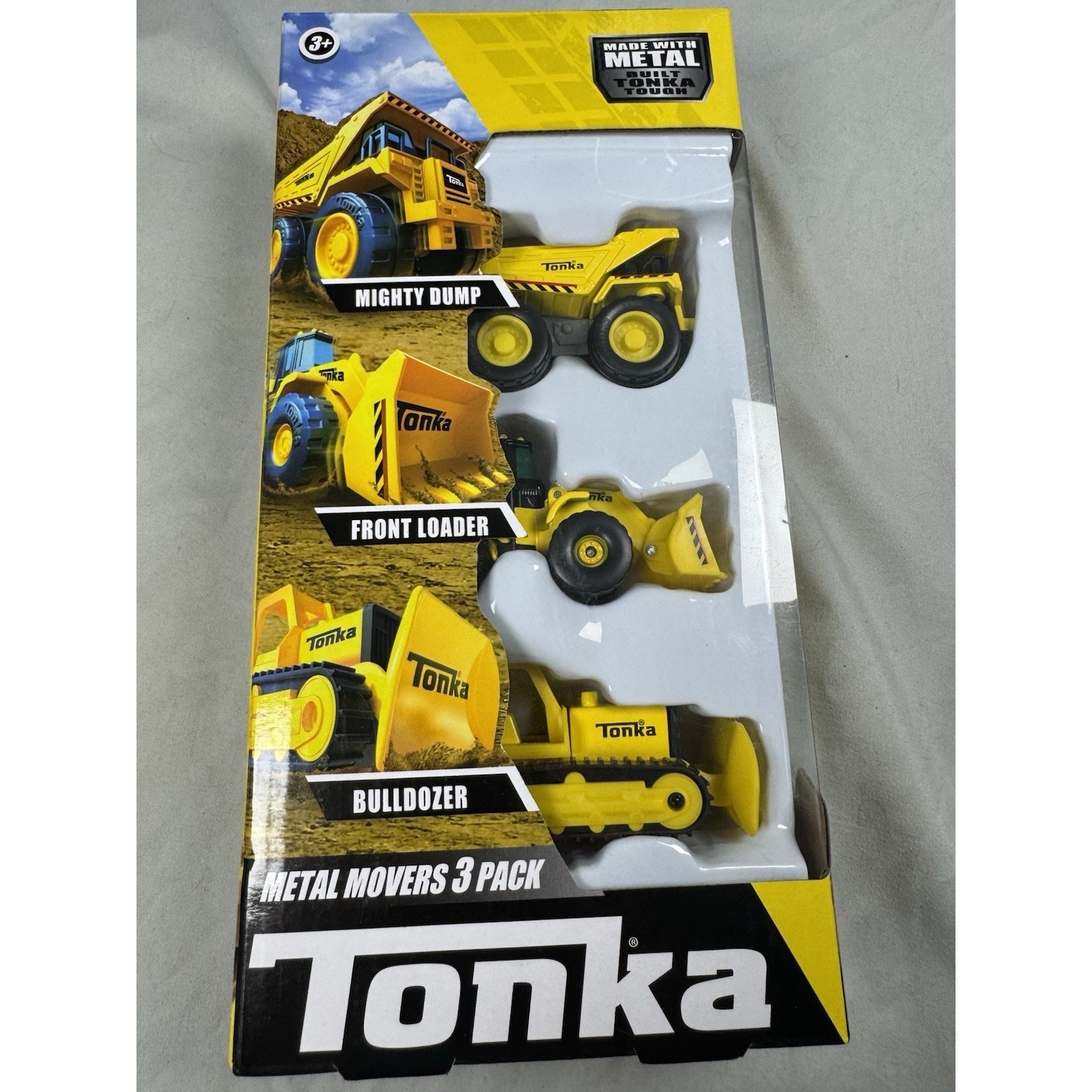 Tonka Metal Movers 3 Pack Dump Truck Loader Bulldozer Die Cast Toy Set NIB