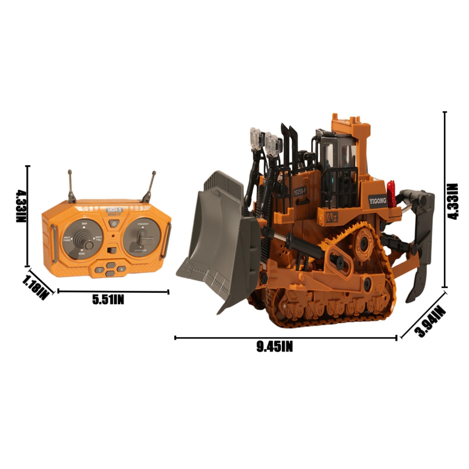 9-Channel RC Bulldozer with Lights and Sound,Construction Remote Control Bull…