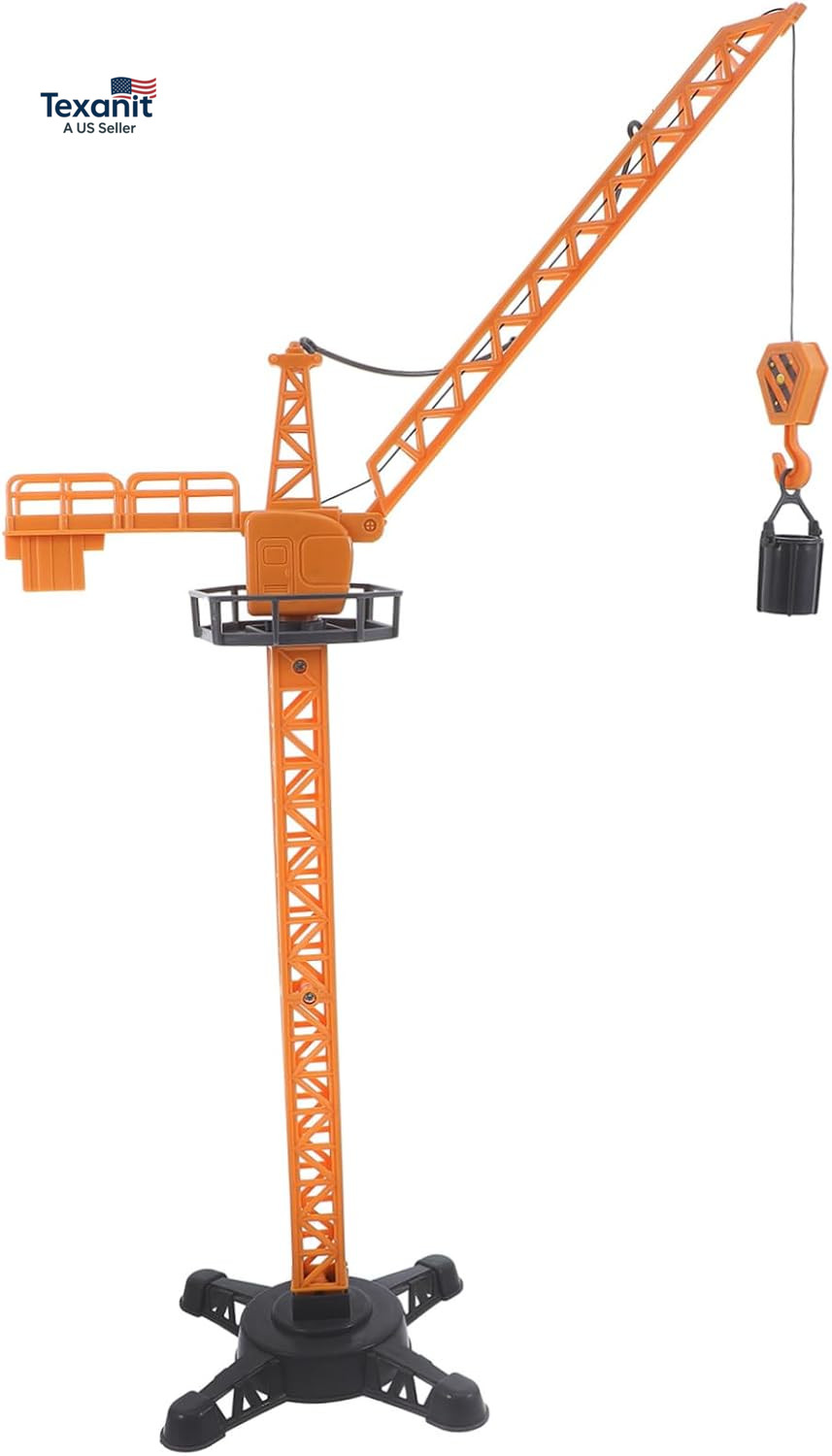 Crane Truck Toy with Movable Parts Plastic Engineering Playset Tower Crane Stem