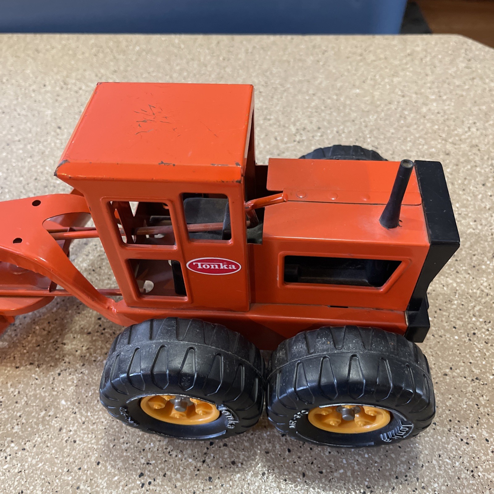 VTG 1970’s Tonka Pressed Steel Orange Road Grader- MR-970 Wheels
