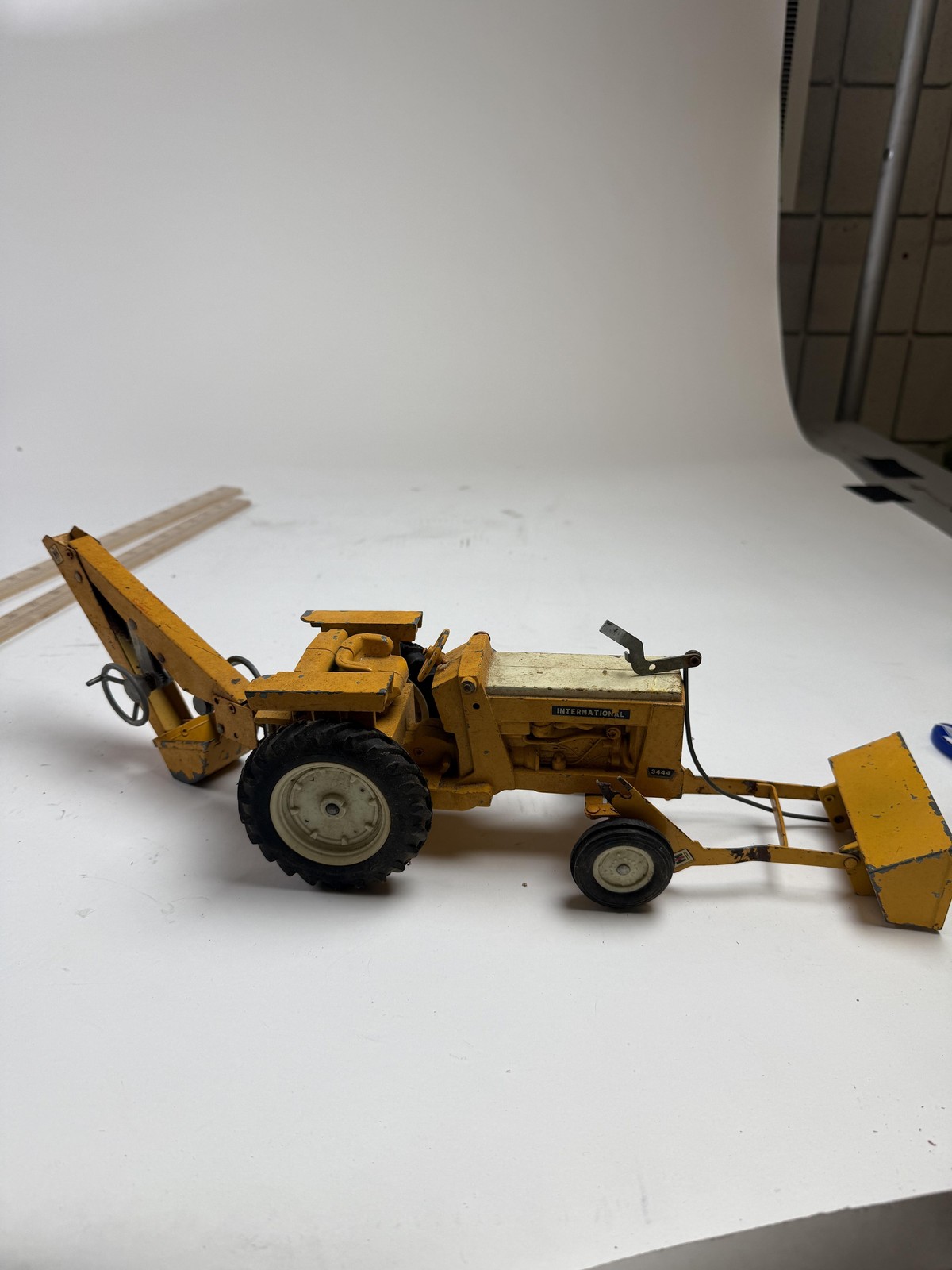 Vintage International Harvester 3444 Tractor Loader Backhoe Toy Yellow Metal