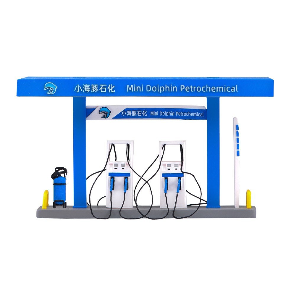 VM 1:64 Blue Gas Station Street Scene Props Resin Miniature Figures Toys Scene
