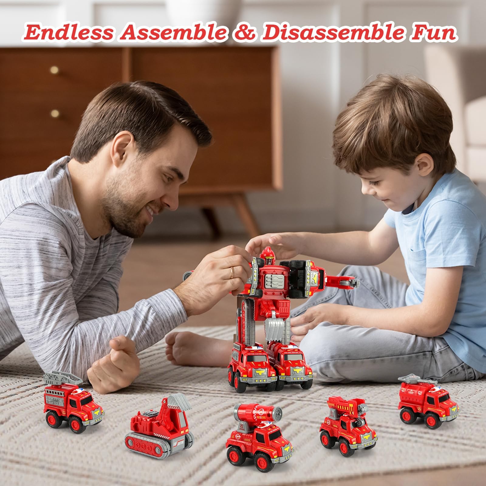 Toys for 3 4 5 6 Year Old Boys– 5-in-1 Detachable Construction Vehicles Set–T…