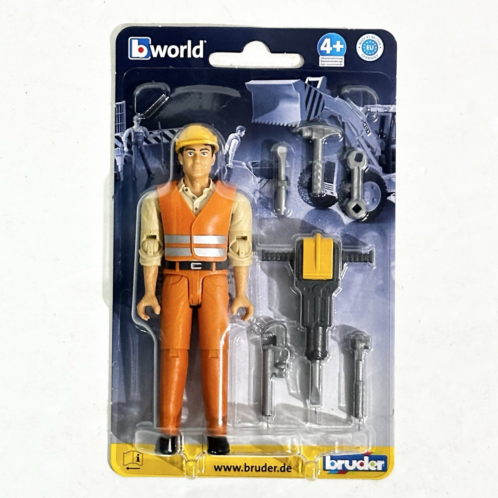 Bruder bworld 60020 Construction Worker With Accessories Jackhammer NEW