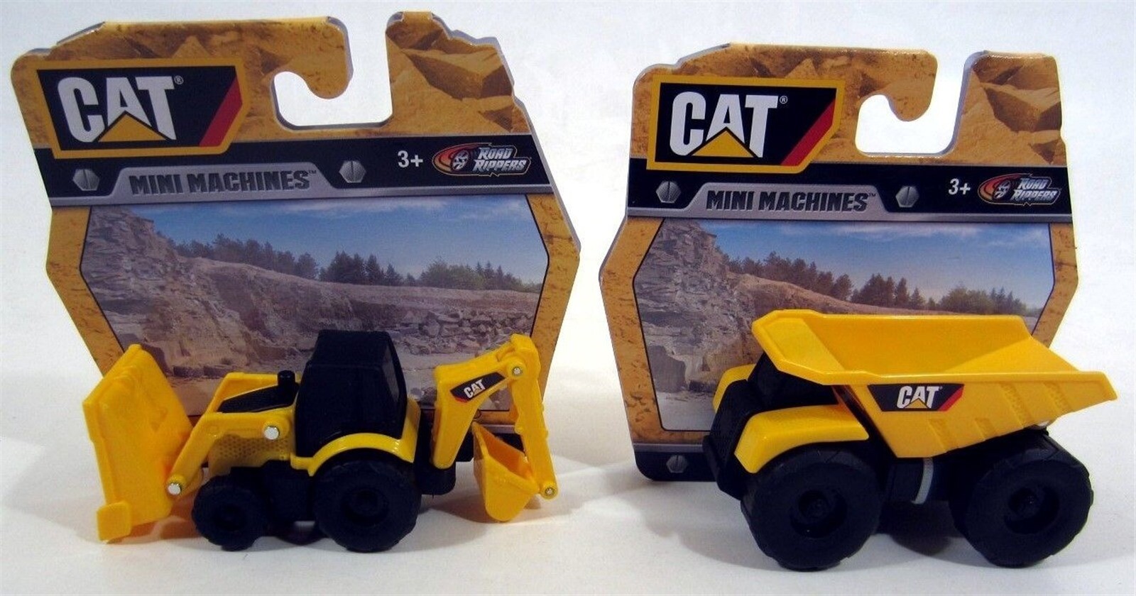 2 CAT Mini Machines Construction Caterpillar Dump Truck Backhoe Party Favor