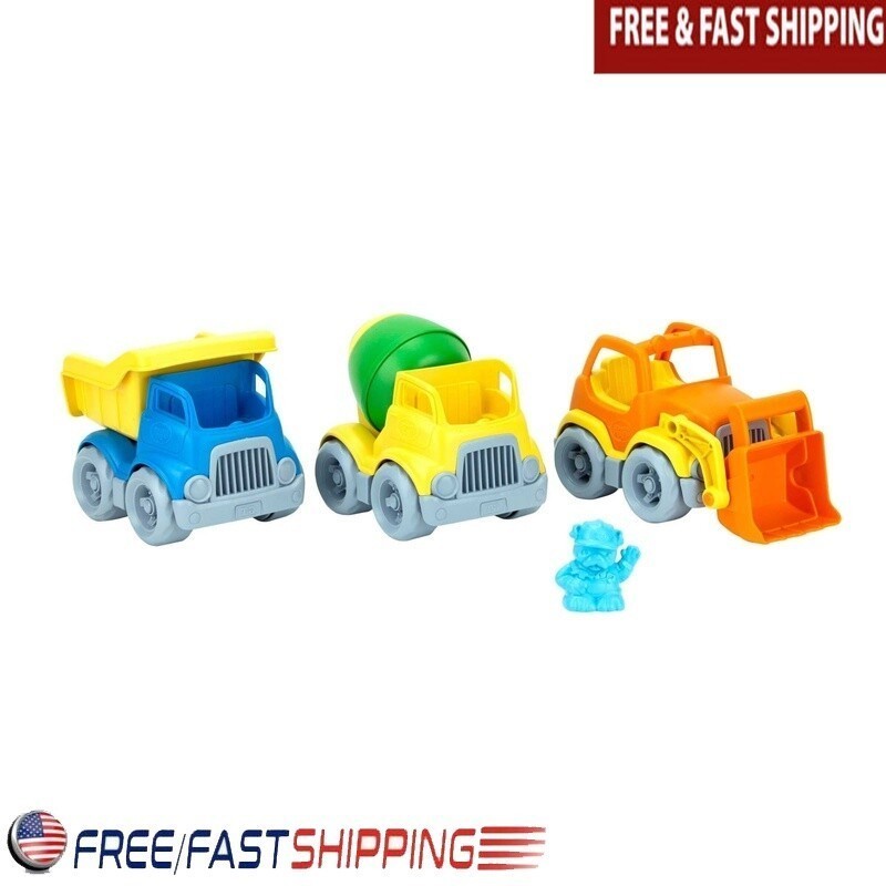 Construction Truck Set 3 Recycled Plastic Toys W/ Dogs Toddlers 2-6 Years New
