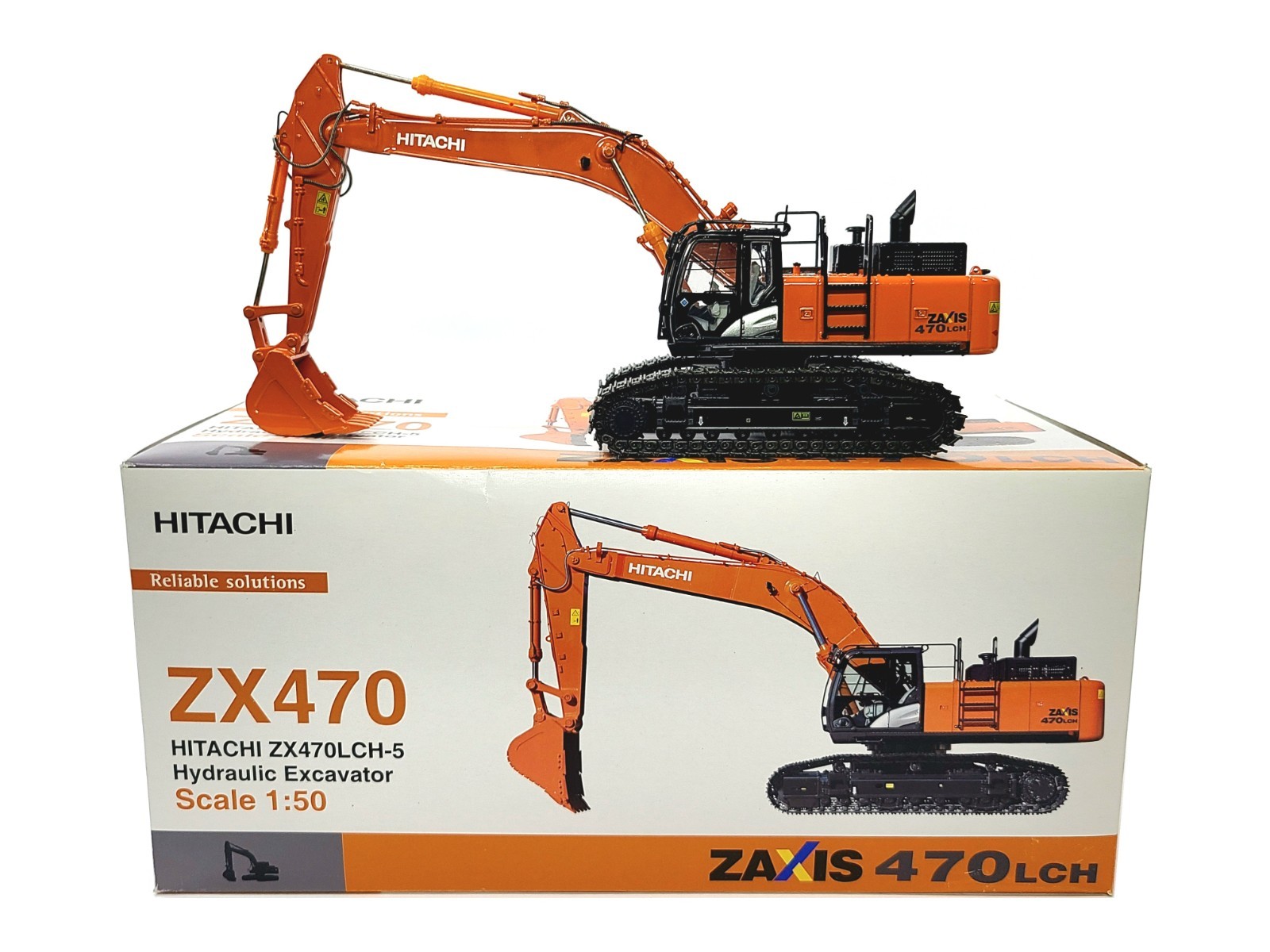 Hitachi Zaxis ZX470LCH-5 Excavator – TMC 1:50 Scale Diecast Model New
