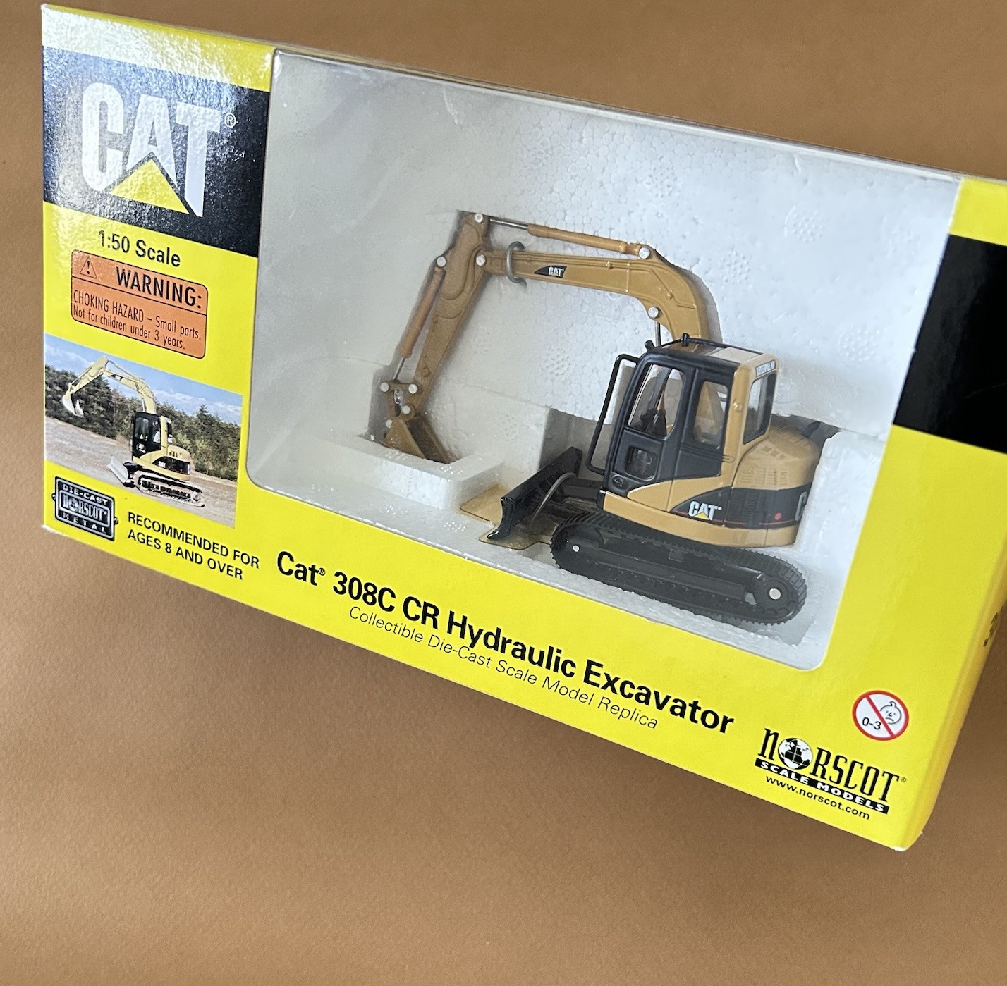 NORSCOT CAT 1:50 55129 308C CR Hydraulic Excavator Yellow