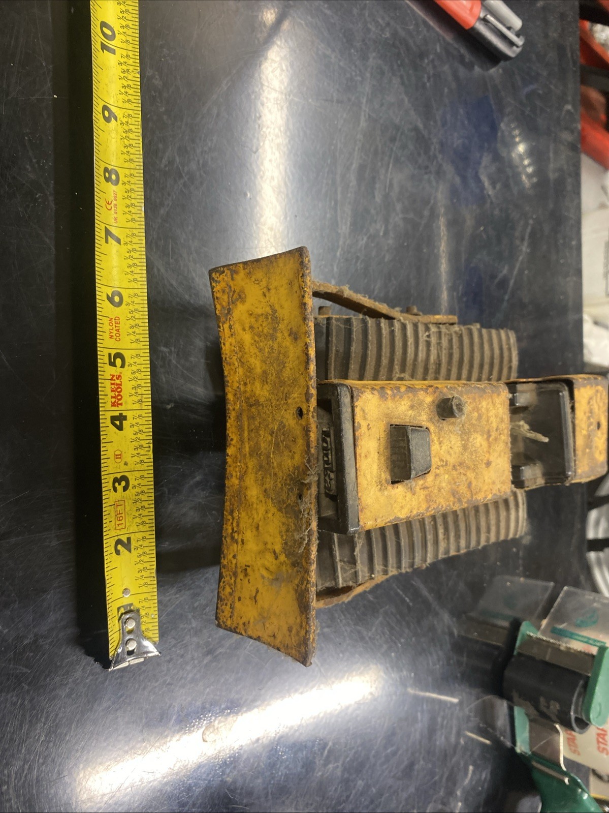 VINTAGE 1970s Pressed Steel TONKA T-6 Construction Bulldozer Yellow Toy Used