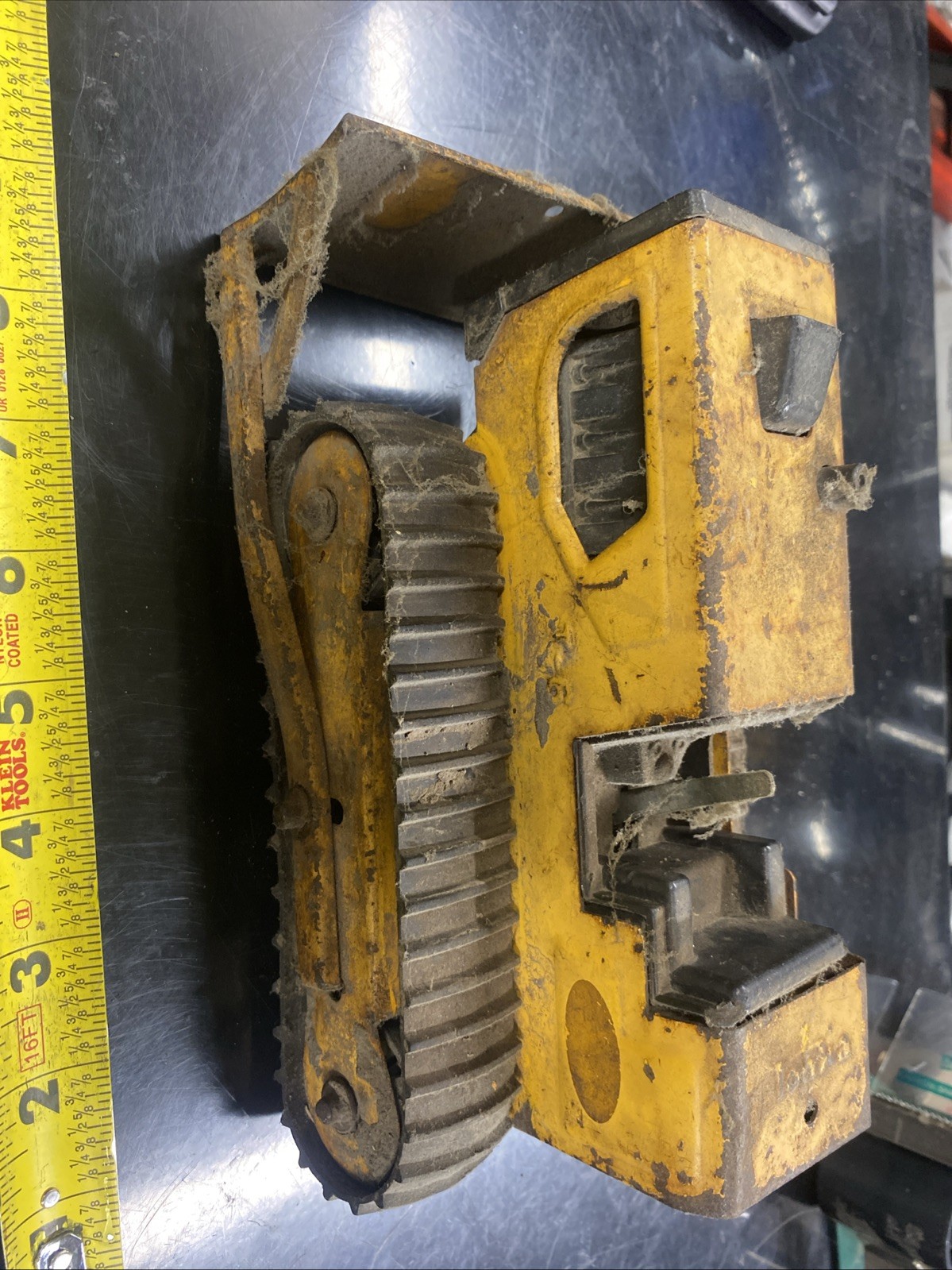 VINTAGE 1970s Pressed Steel TONKA T-6 Construction Bulldozer Yellow Toy Used