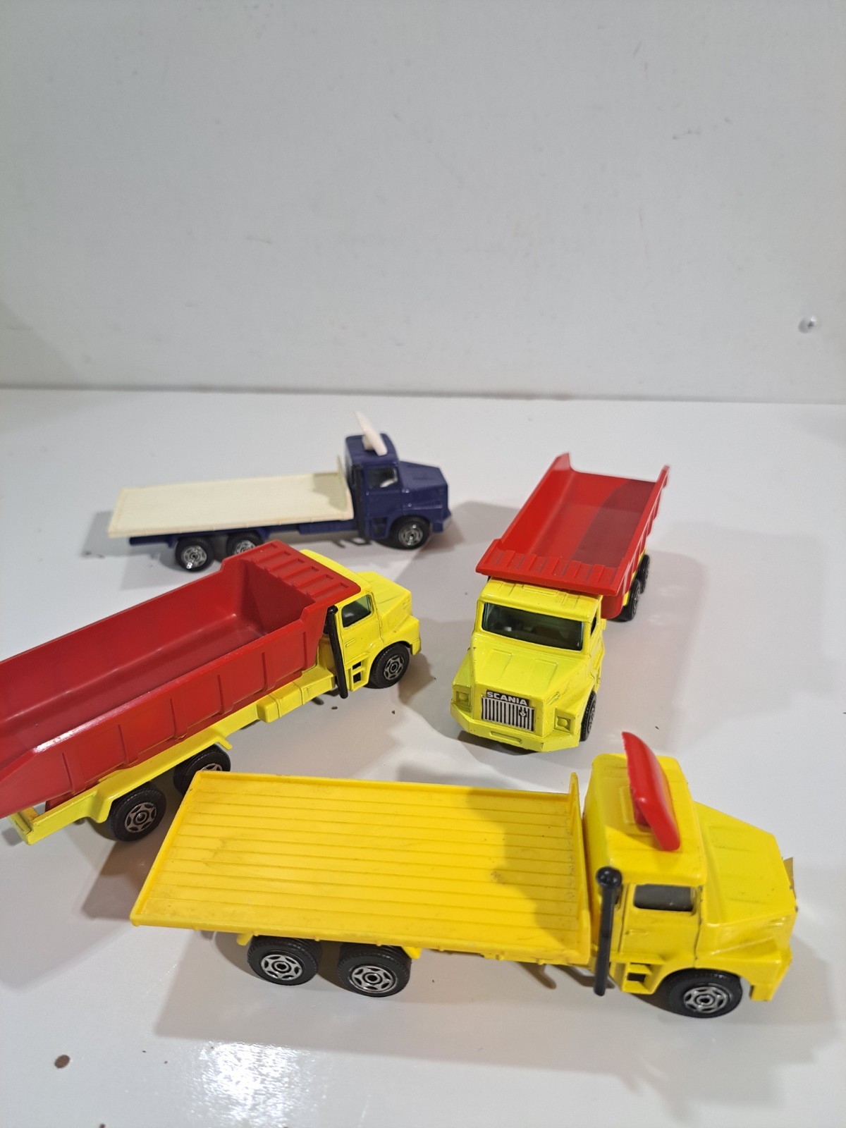 4 Corgi Minor Die Cast Scania LT145 Trucks (Dump Trucks Flat Beds)
