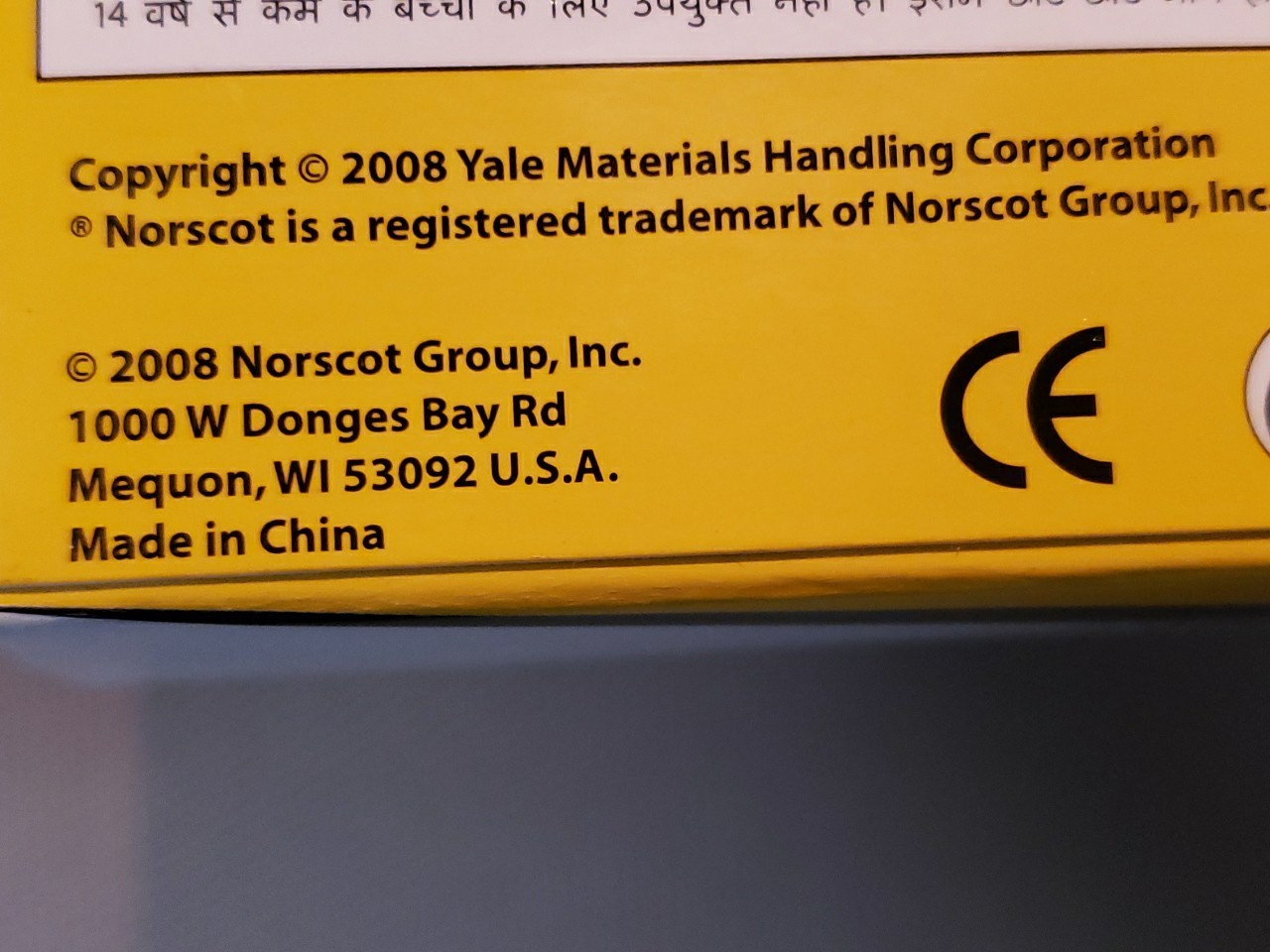 NORSCOT Die-cast YALE Electric Lift Truck Forklift 1:25 circa 2008
