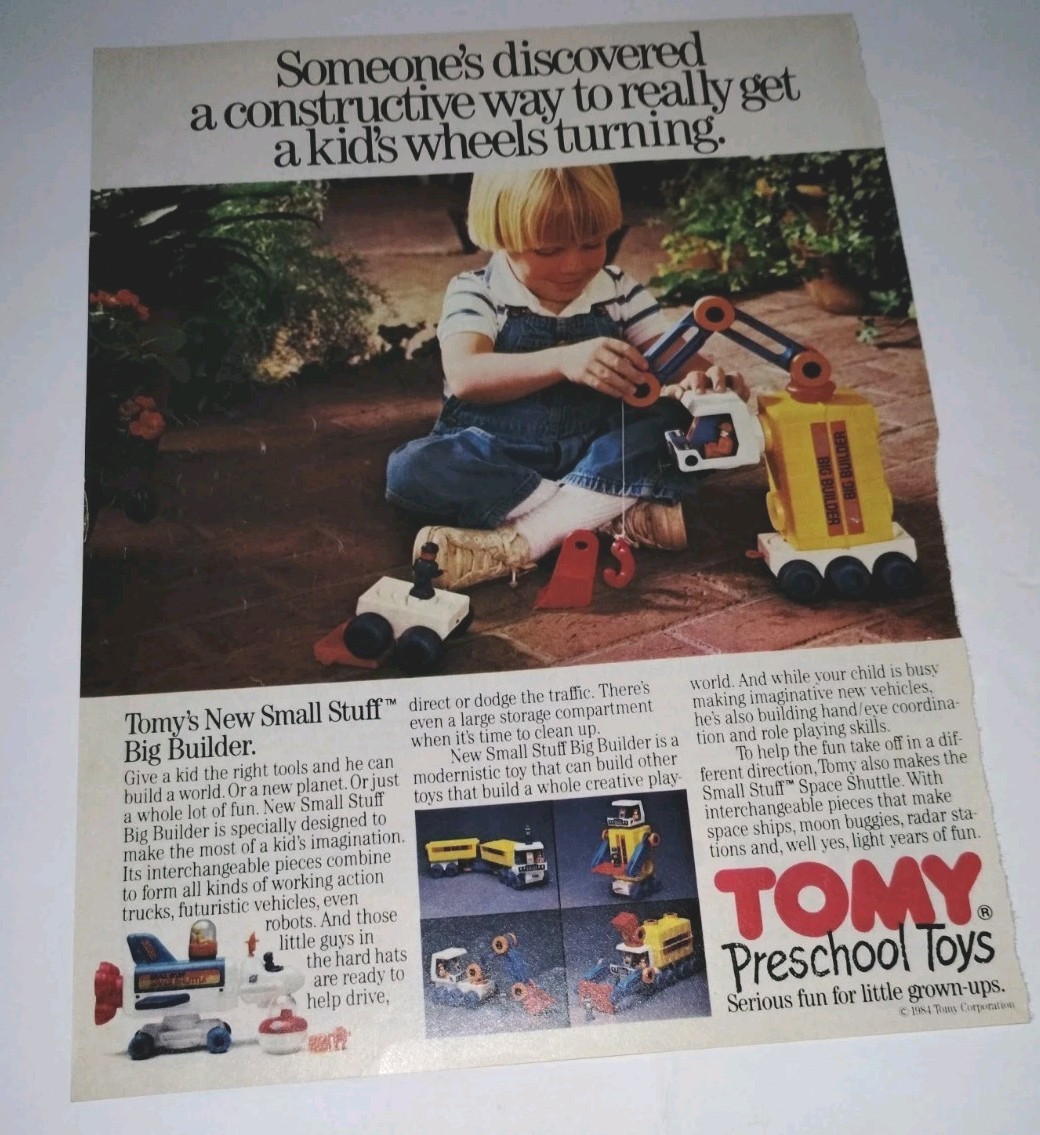 Tomy Multicolor Small Stuff Big Builder Construction Toys Print Ad