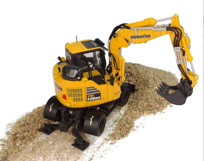 UNIVERSAL HOBBIES,KOMATSU PW138-MR11 Wheeled Excavator – 2026, 1/50, UH8190