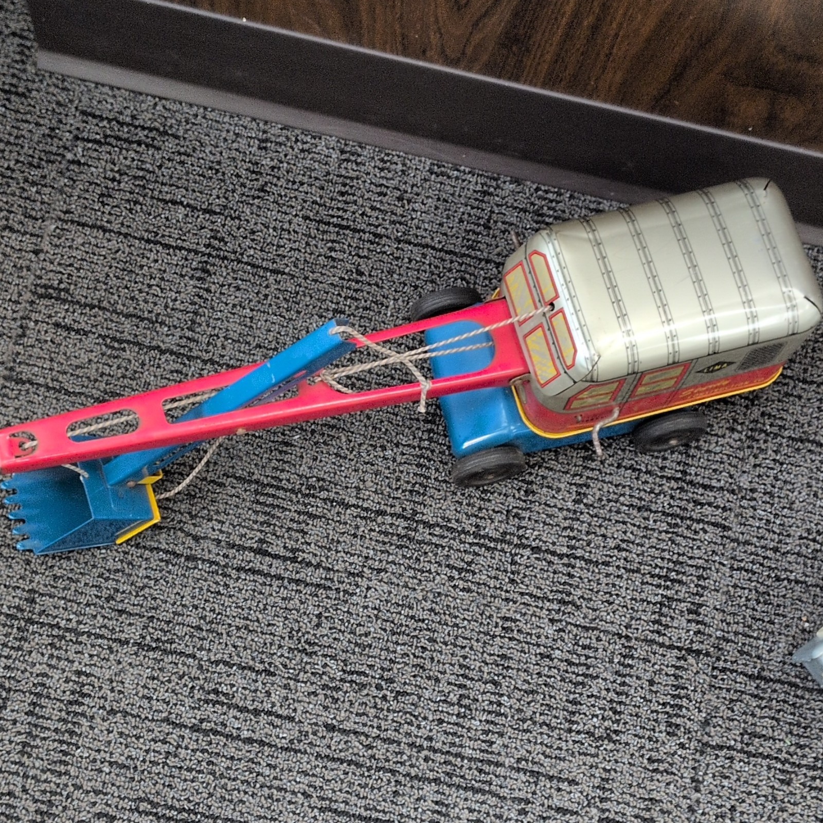 Lima Tin Construction Vehicle Blue Red Yellow Silver Vintage Toy