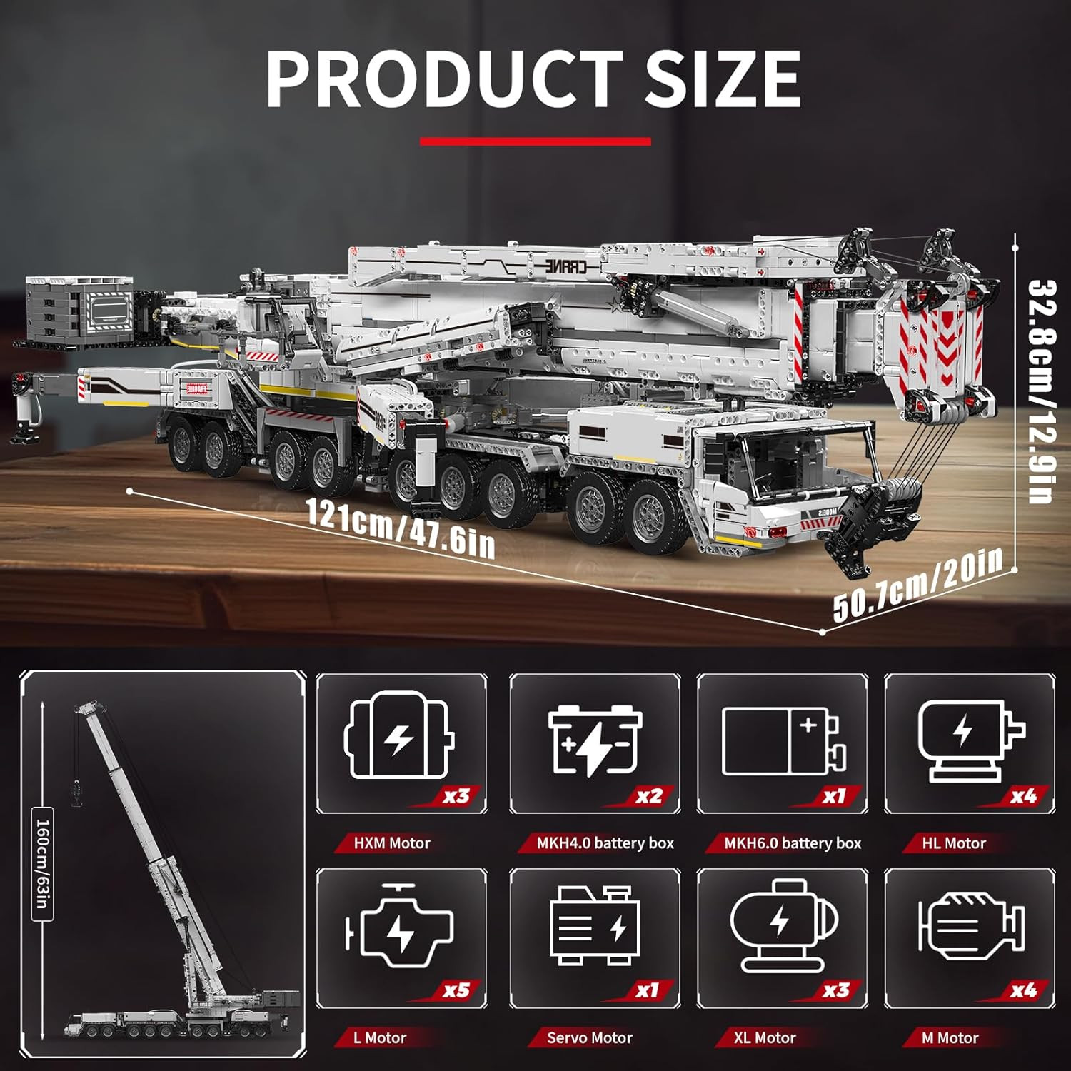 Heavy Crane Building Kit, 8506 Pieces Large Crane Truck Model Kit with 20 Motors