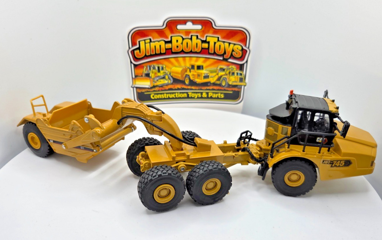 Custom Cat 745 Truck with Cat 611 Scraper – 1/64 Scale Construction Model