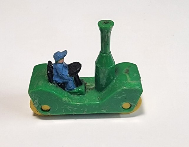 VINTAGE 1950&rsquo;s IRWIN MINI HARD PLASTIC Green STEAM ROLLER VHTF