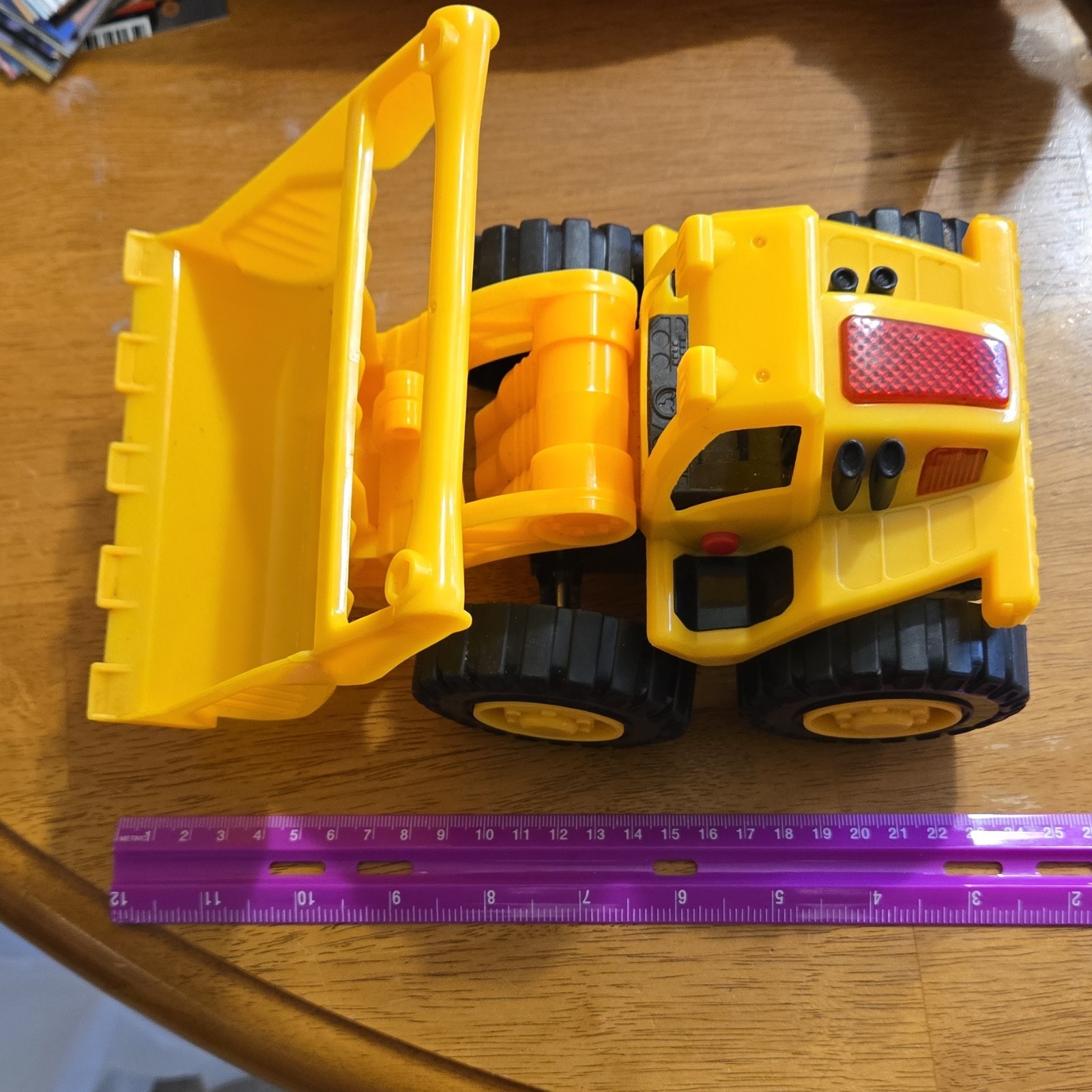 Toy Construction Loader Vehicle w/ Moving Scoop, Plastic, Yellow/Black/Red