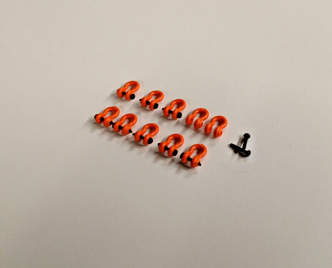 3D Crane & Truck Shackles w/Pin (Set Of 10) 150T Pure Orange. 1/50.