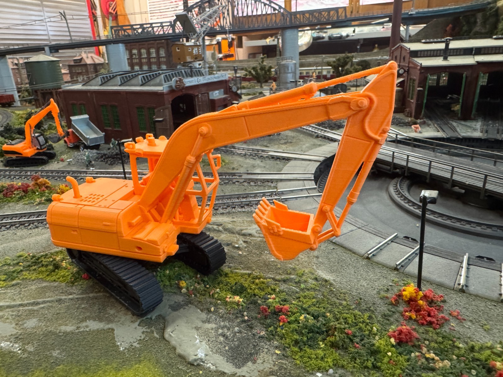CAT Excavator 320D O Scale unpainted in Orange 3D printed large with tracks