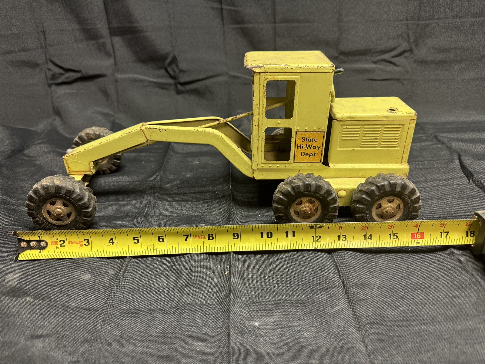 Vintage Tonka Road Grader Hi-Way Dept Pressed Lime Yellow 1959-1963 #600 17&Prime;