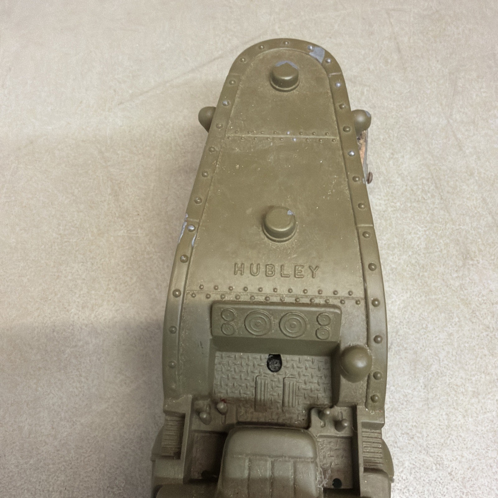 VINTAGE HUBLEY KIDDIE TOYS MILITARY ASPHALT ROLLER Die Cast 10” Long Green Army
