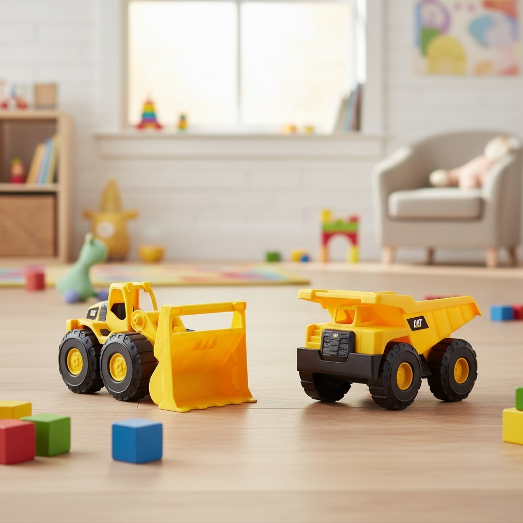 Durable CAT Construction Toys: 7-Inch Kid Powered Truck, Loader & Excavator Set