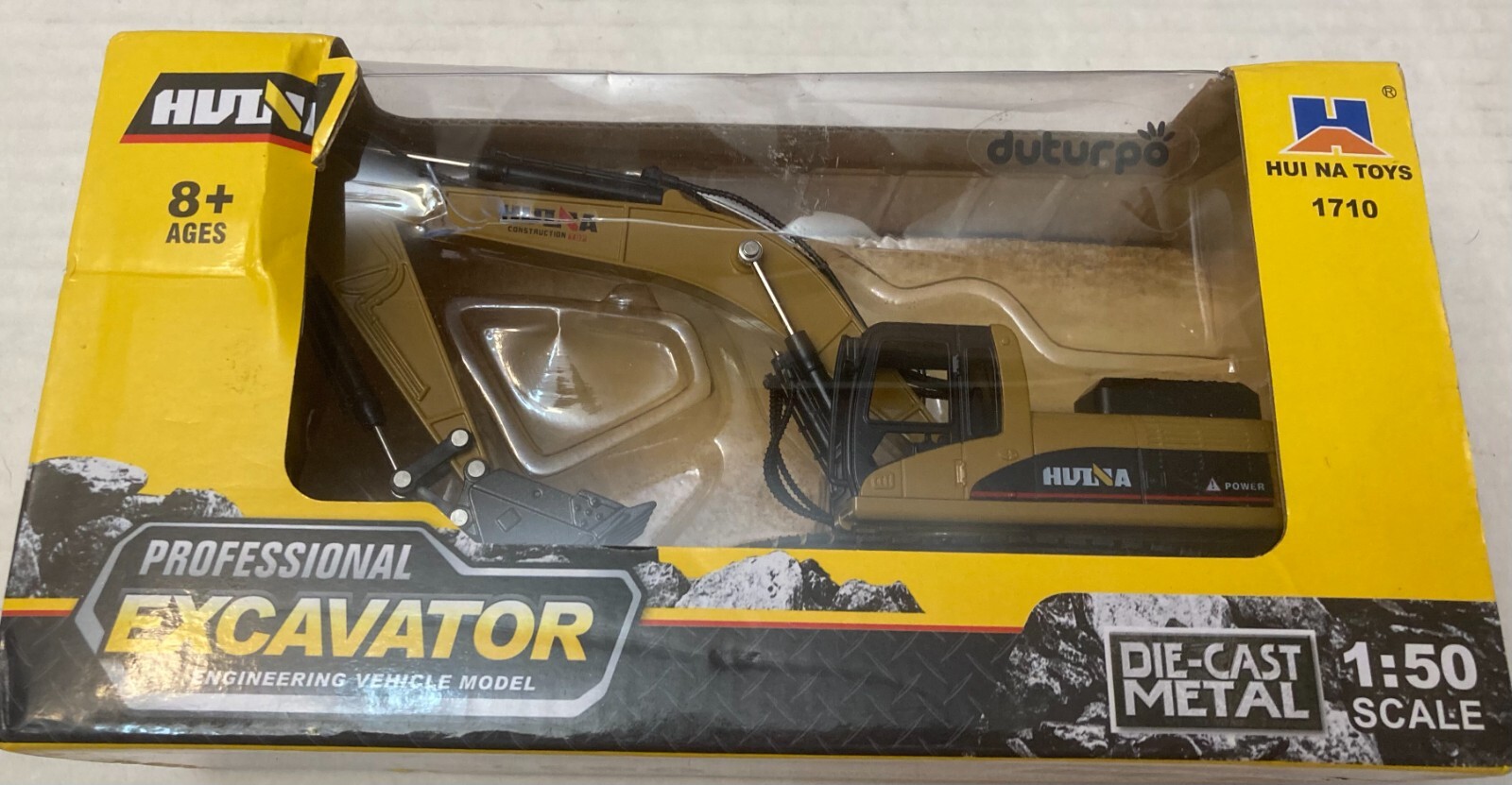 Hui Na Toys Hulna 1710 Die Cast Metal 1:50 Scale Professional Excavator Bad Box