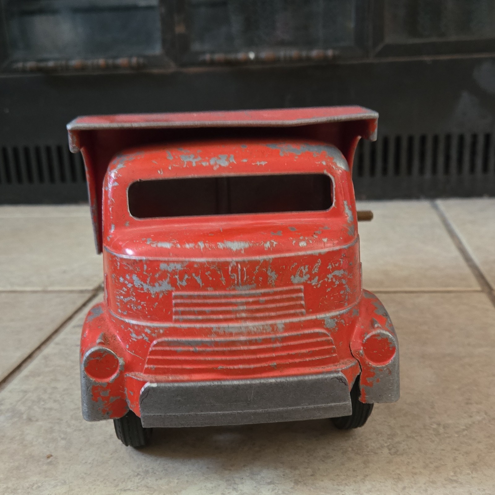 Vintage Diecast Dump Truck Construction Vehicle Toy Red Gray Black
