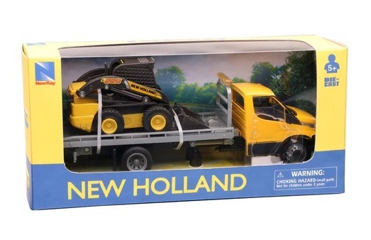 NEWRAY – NEW HOLLAND L228 mini loader with Iveco vehicle carrier truck – -…