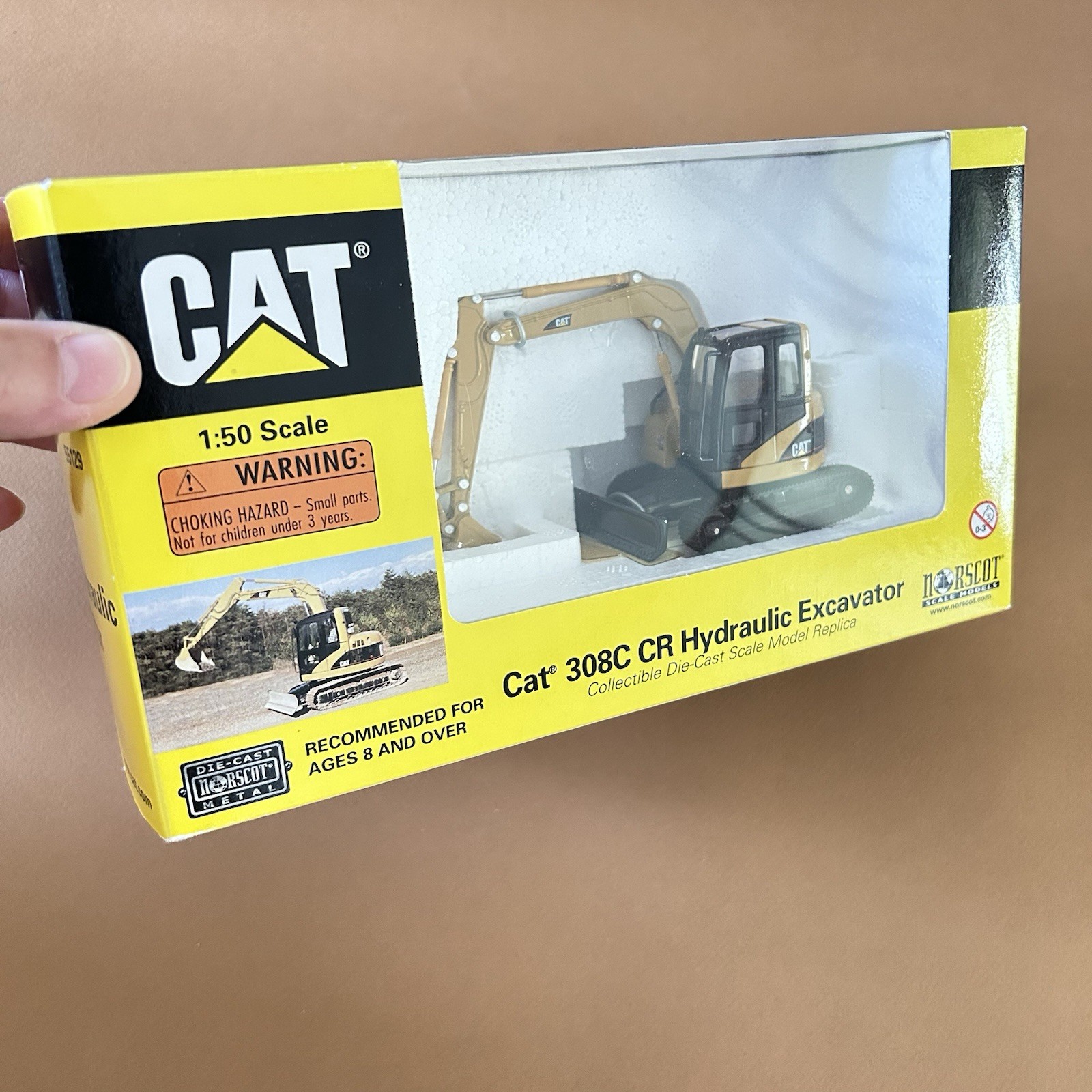 NORSCOT CAT 1:50 55129 308C CR Hydraulic Excavator Yellow