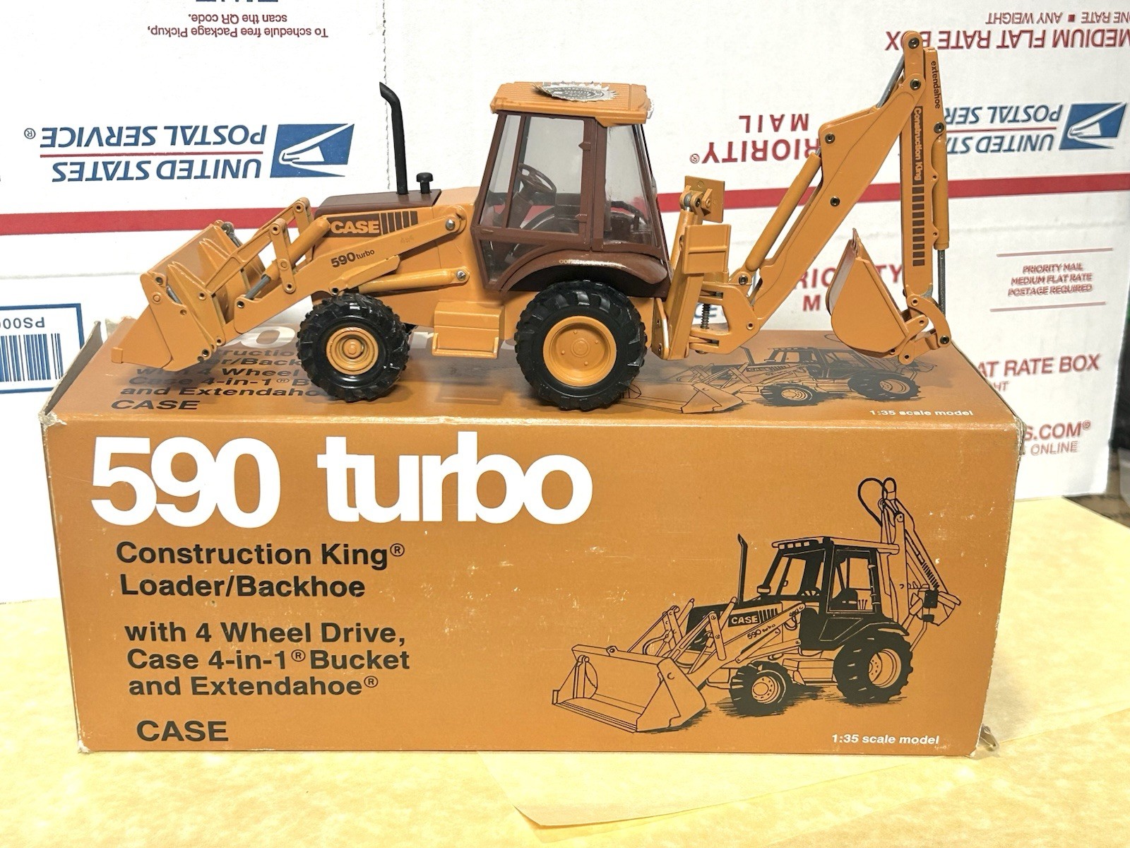 Conrad 1/35 Scale Case 590 Turbo Loader/Backhoe Ref. No. 2936-Near Mint & Boxed!