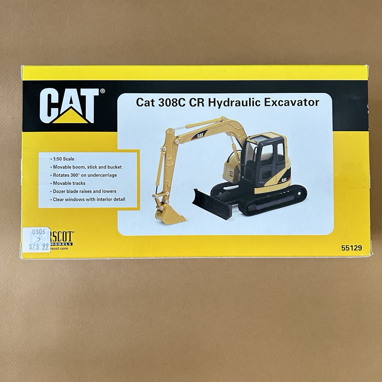NORSCOT CAT 1:50 55129 308C CR Hydraulic Excavator Yellow