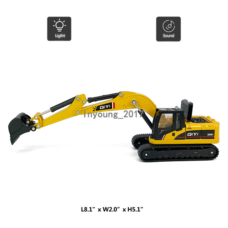Excavator Toy Model Diecast Construction Equipment Toys with Light Sound Yellow