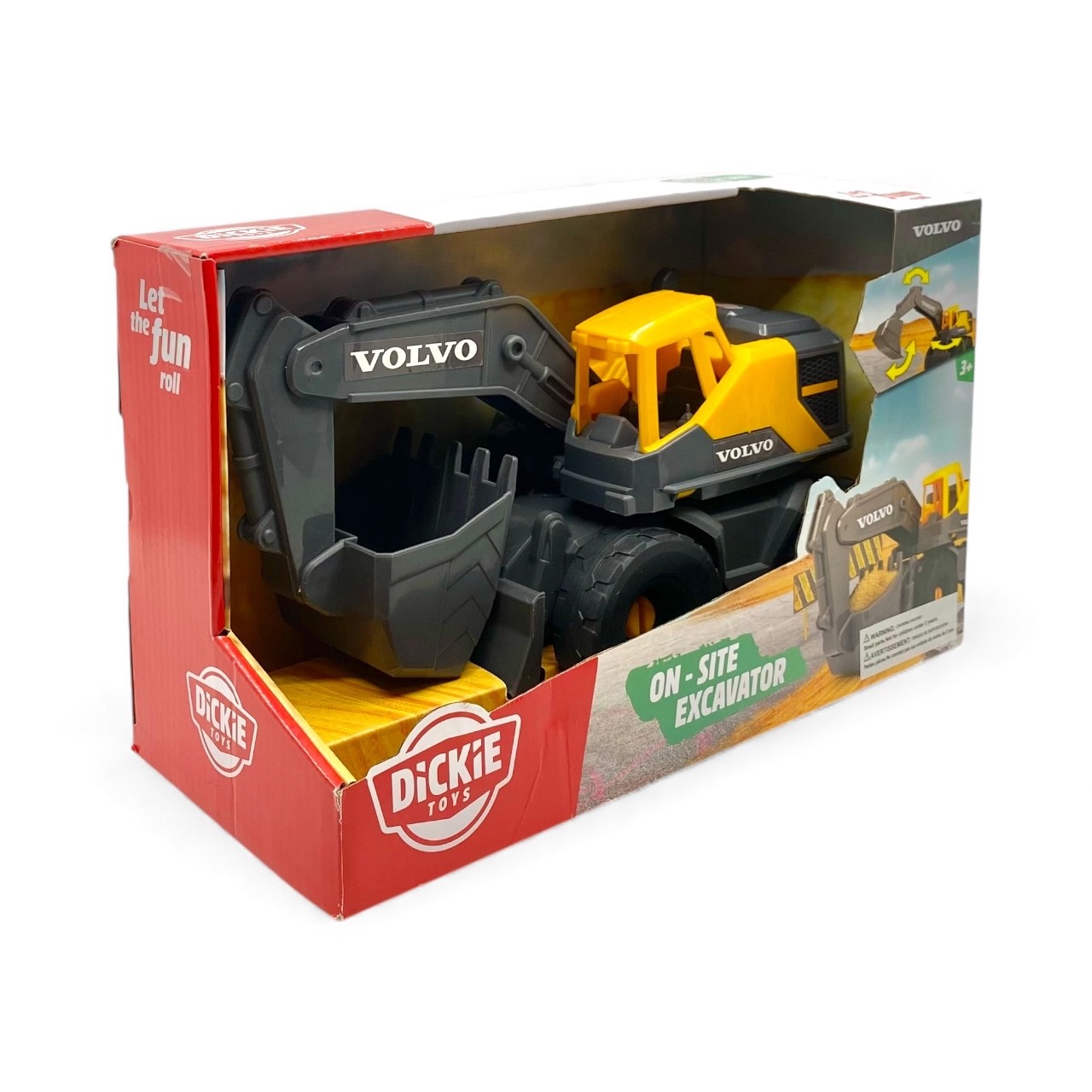 VOLVO CONSTRUCTION TOY TRUCK / ON – SITE EXCAVATOR – 9 INCH / DICKIE TOYS – NEW