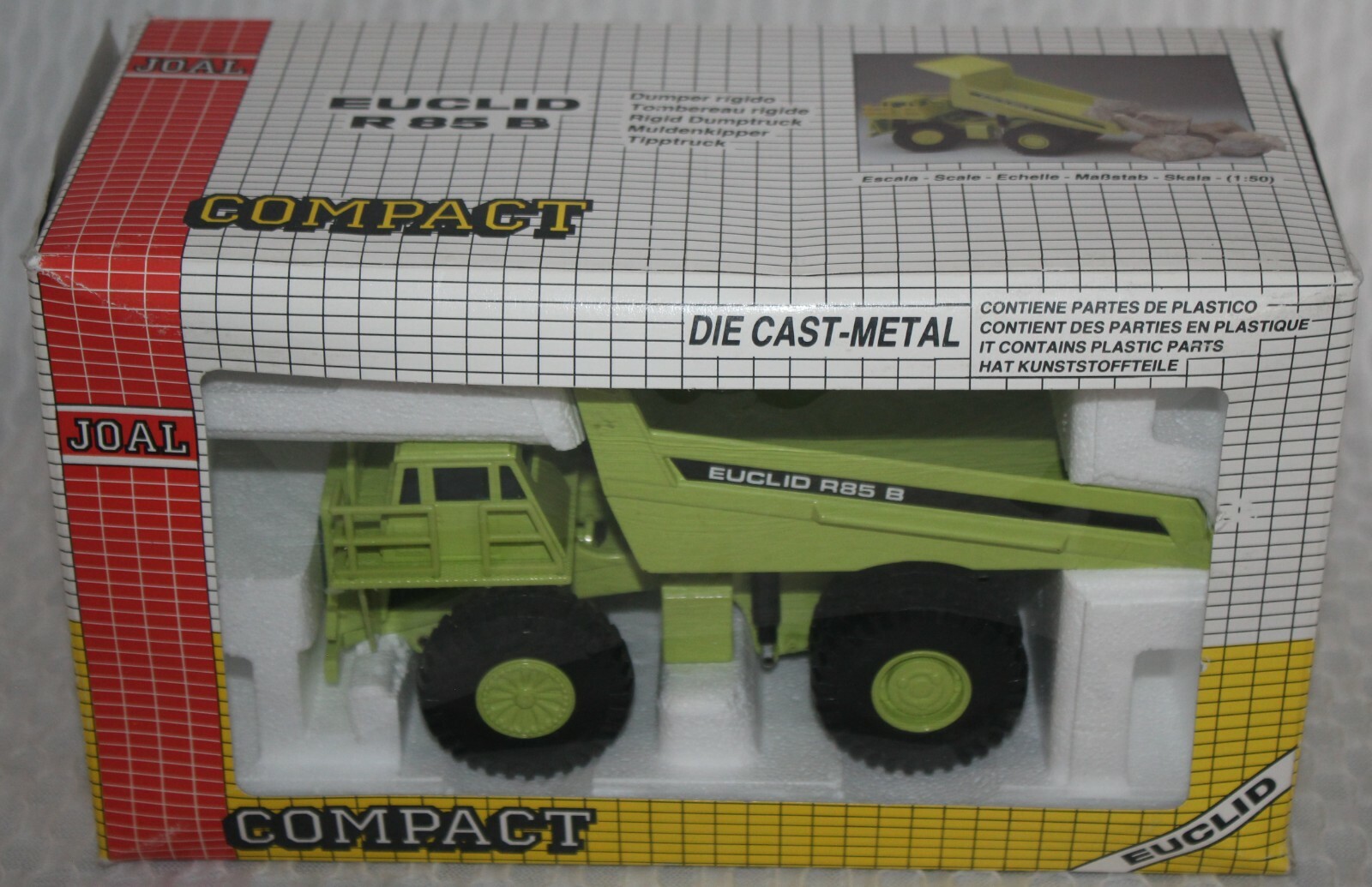 Vintage Joal Compact 1/50 Die Cast Euclid R85 B Dump Truck Green NIB