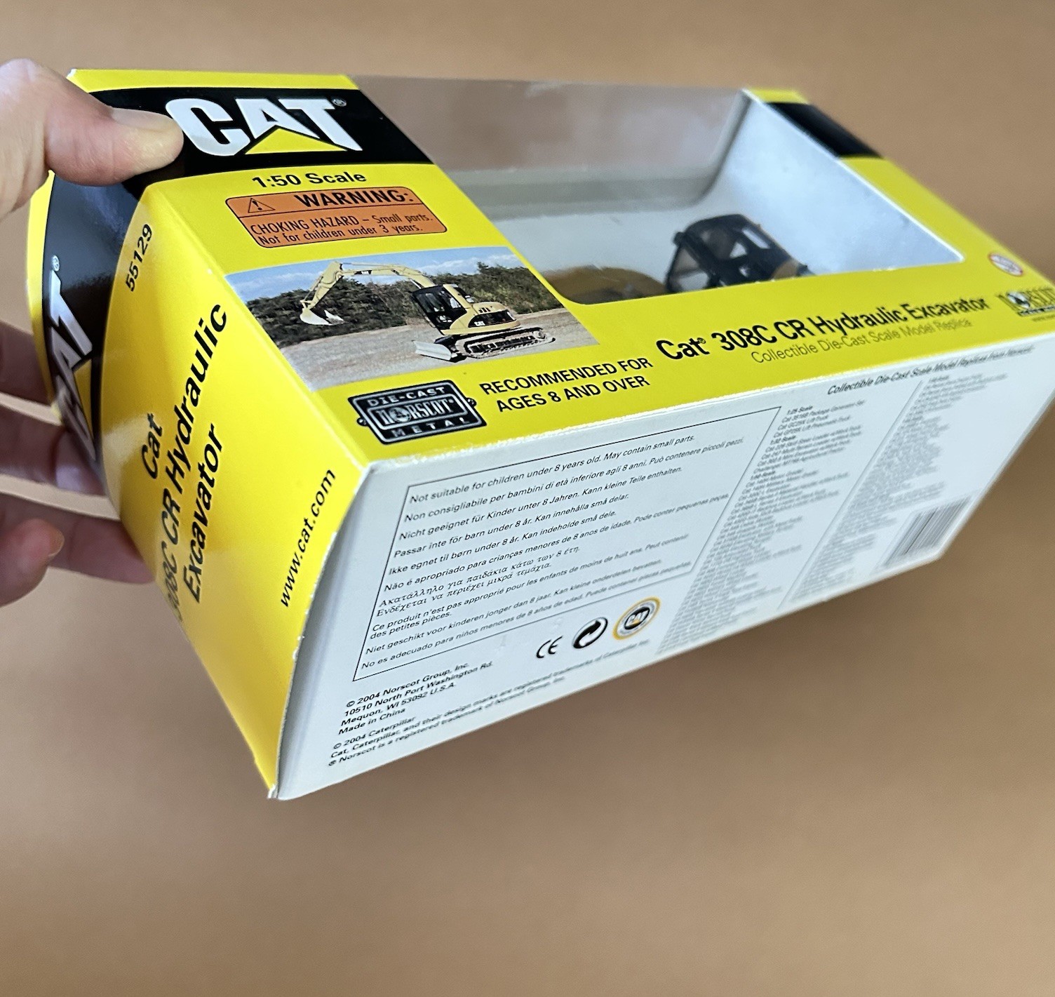 NORSCOT CAT 1:50 55129 308C CR Hydraulic Excavator Yellow