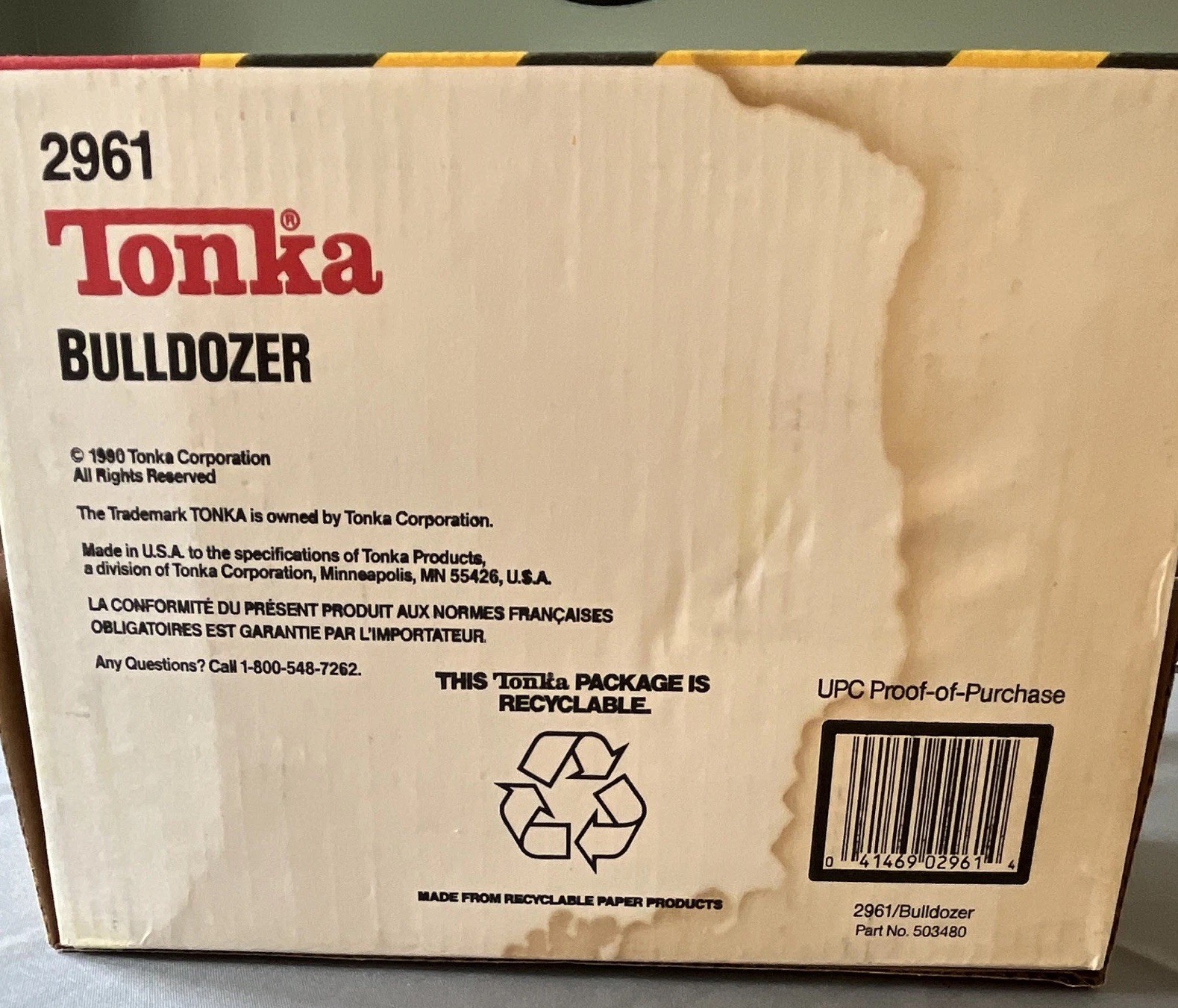 Vintage Tonka Bulldozer Diecast Construction Toy 1990 Yellow/Black Unopened
