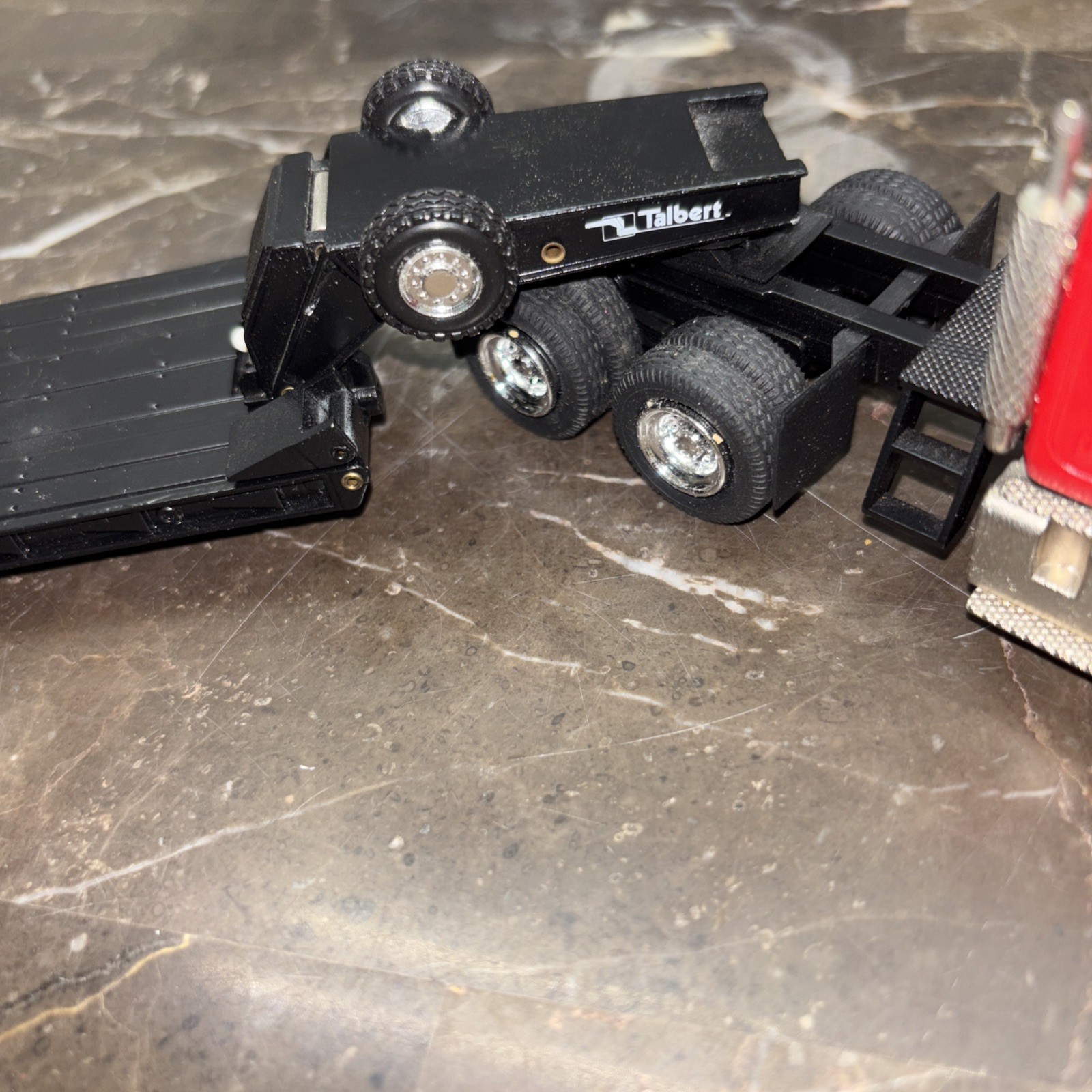 Conrad 1/50, International 5600i With Talbert 3axle Lowboy. Red And Black