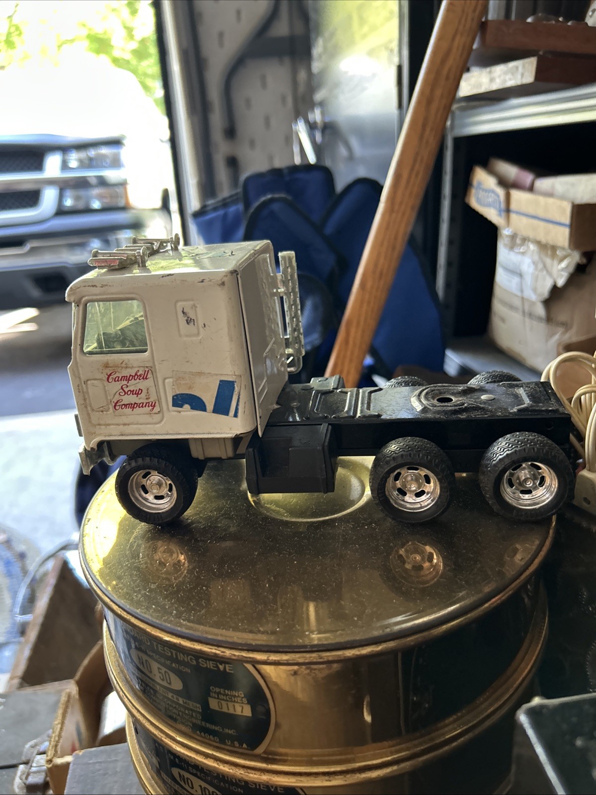 Vintage Pressed Metal Ertl Campbells Soup Cabover Semi Truck Cab Only