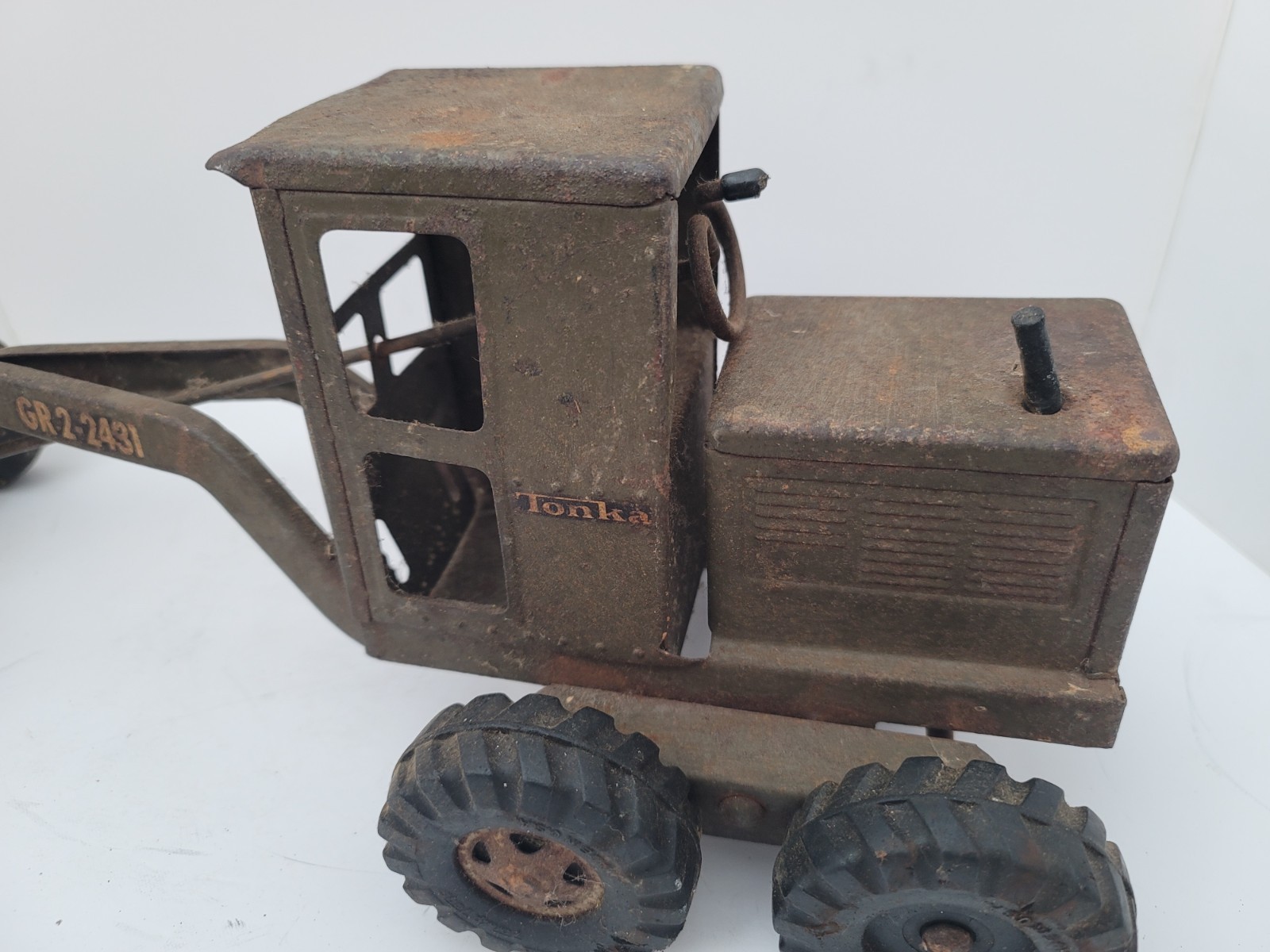 1960s Army Military Pressed Steel Tonka Road Grader – GR2-2431 For Parts