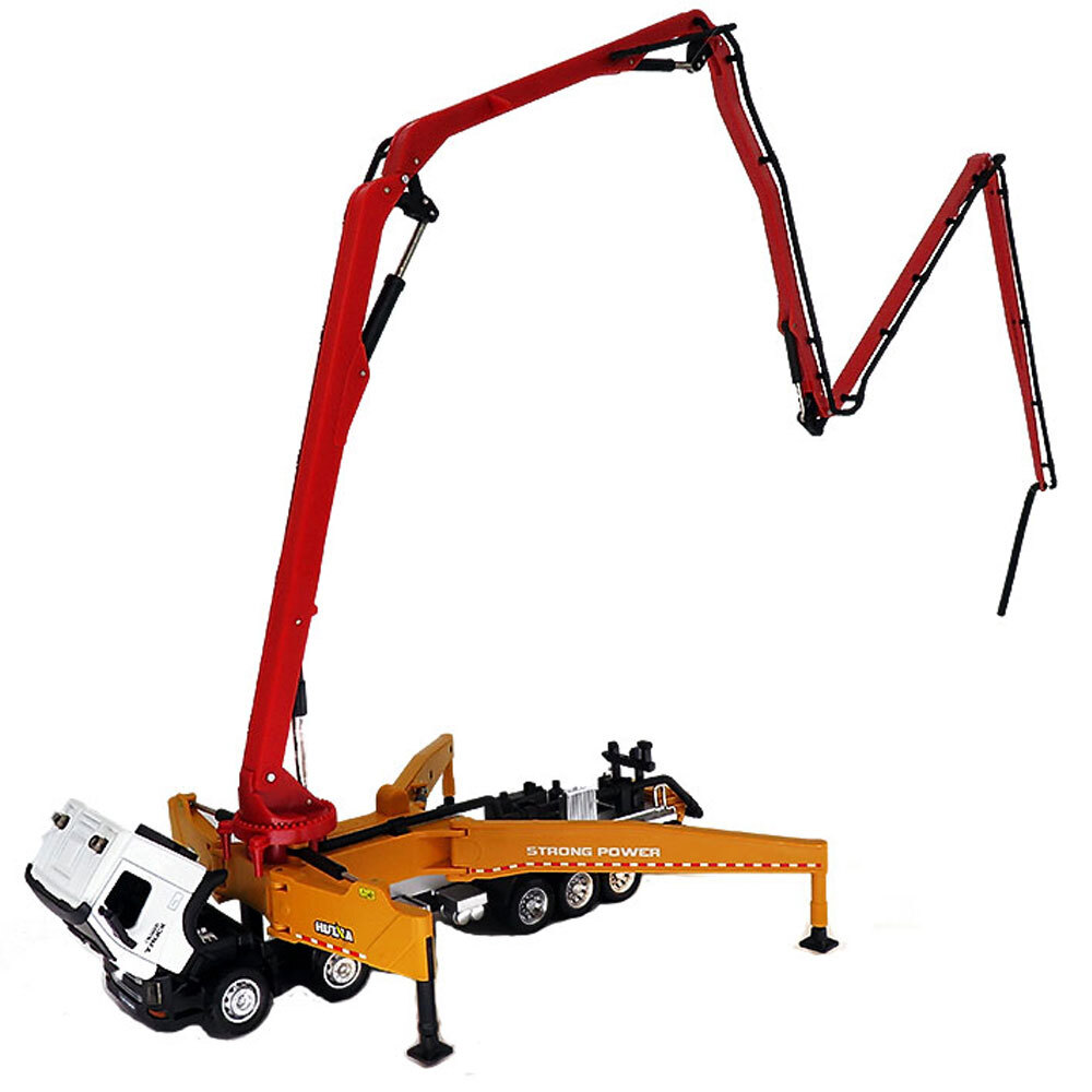 Concrete Pump Truck Toy Model Metal Diecast Construction Toy Truck Orange