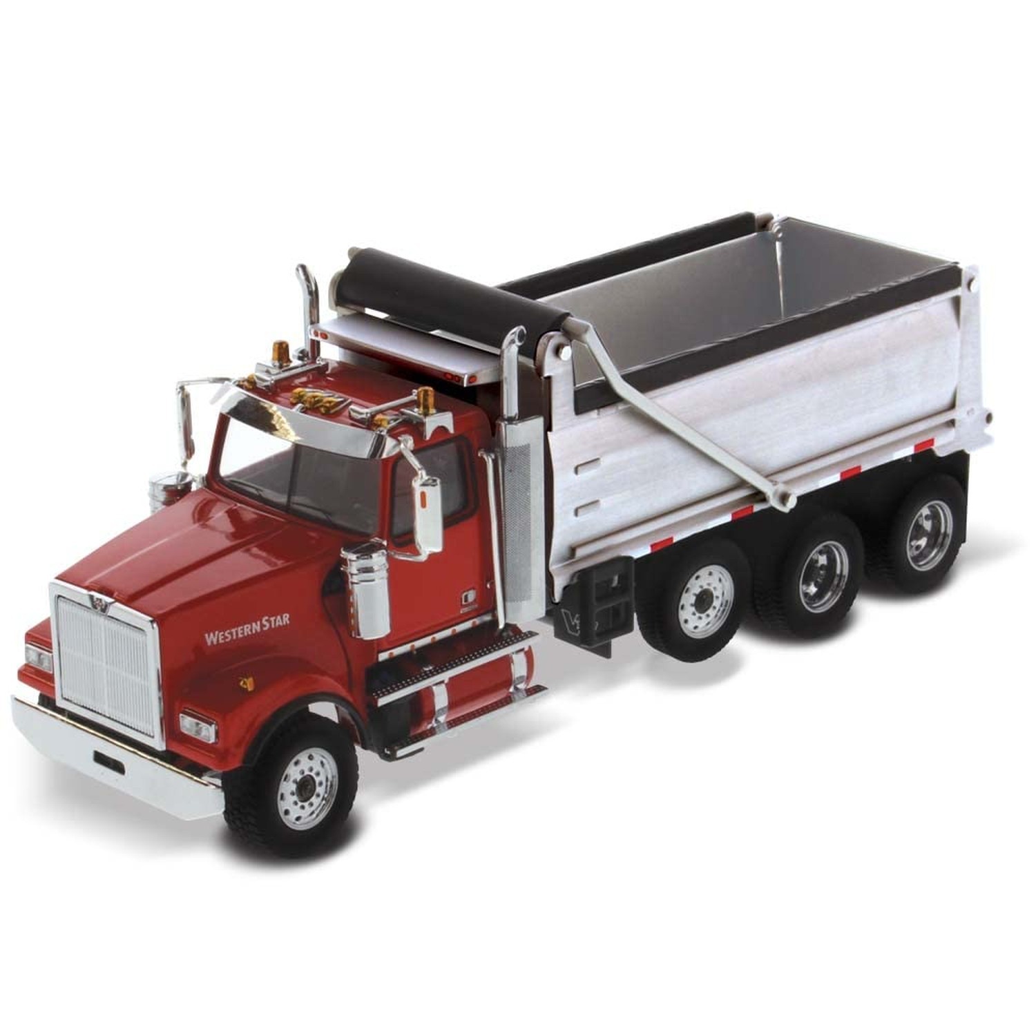 Diecast Masters Western Star 4900 SFFA with Lift Axle Silver Plated Dump | Re…