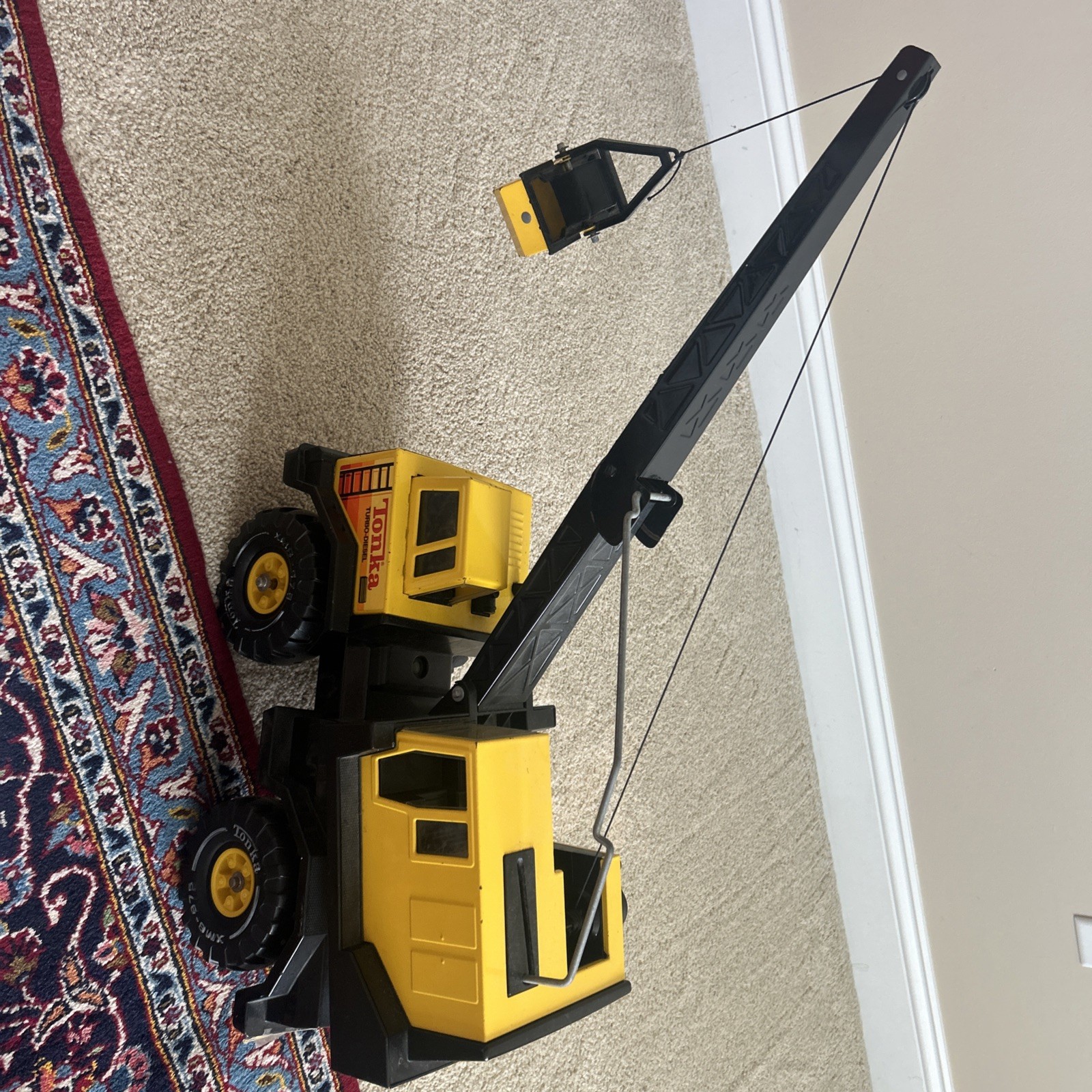 Vintage 1980s Tonka Turbo Diesel XMB 975 Clam Bucket Crane Truck Metal Toy
