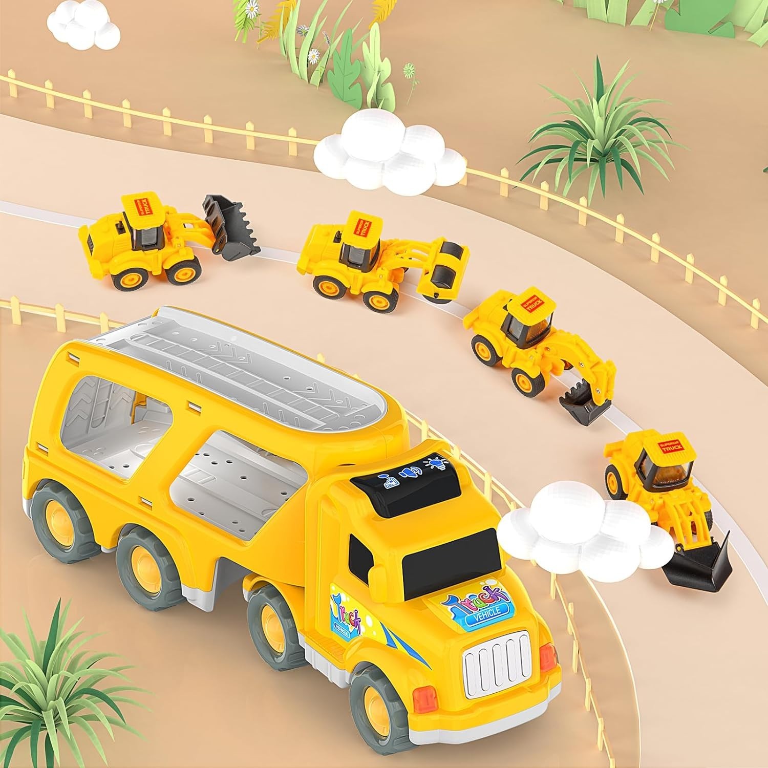 Carrier Transport Truck Toy for Ages 3-6, Boys & Girls
