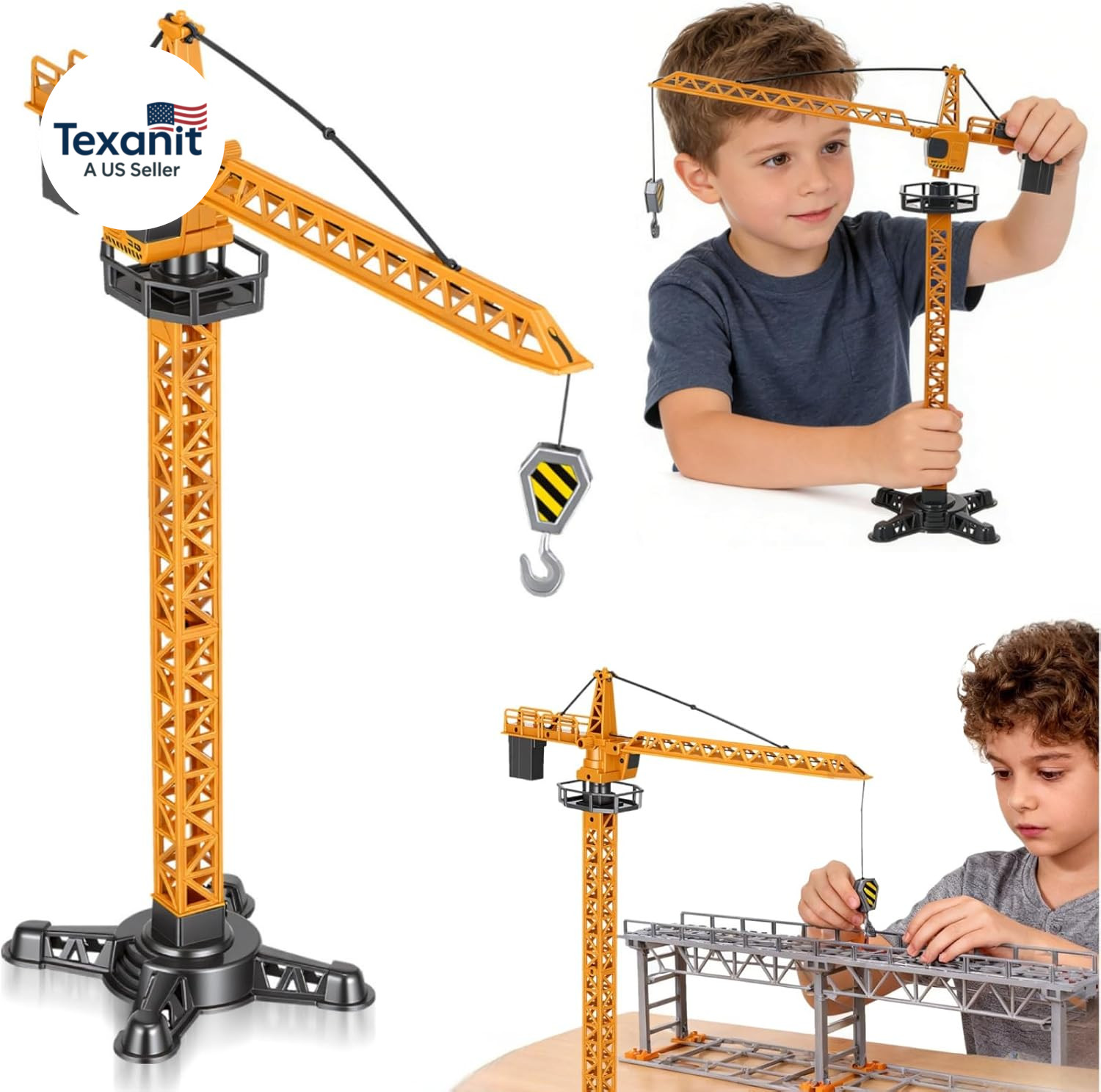 Diecast Tower Crane Model for Interactive Construction Vehicle with Authentic Fe