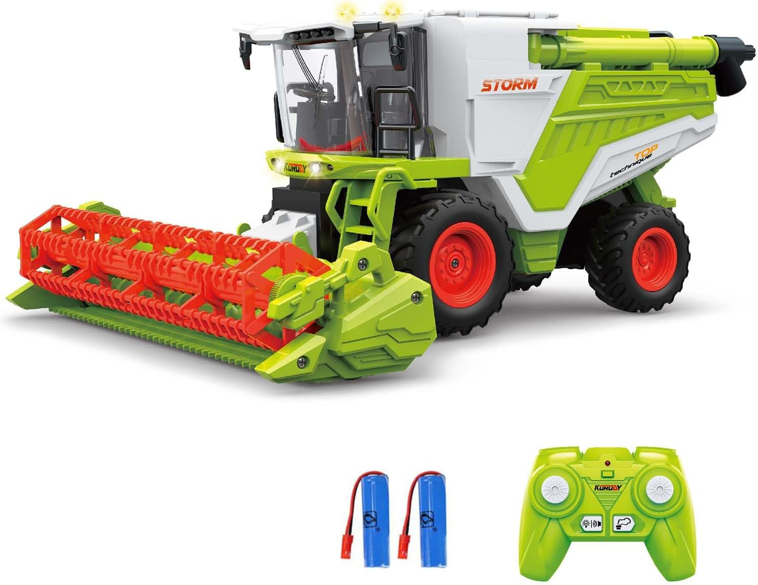 RC Farm Tractor Toy for Kids, 2.4G Remote Control Combine Harvester Truck with S