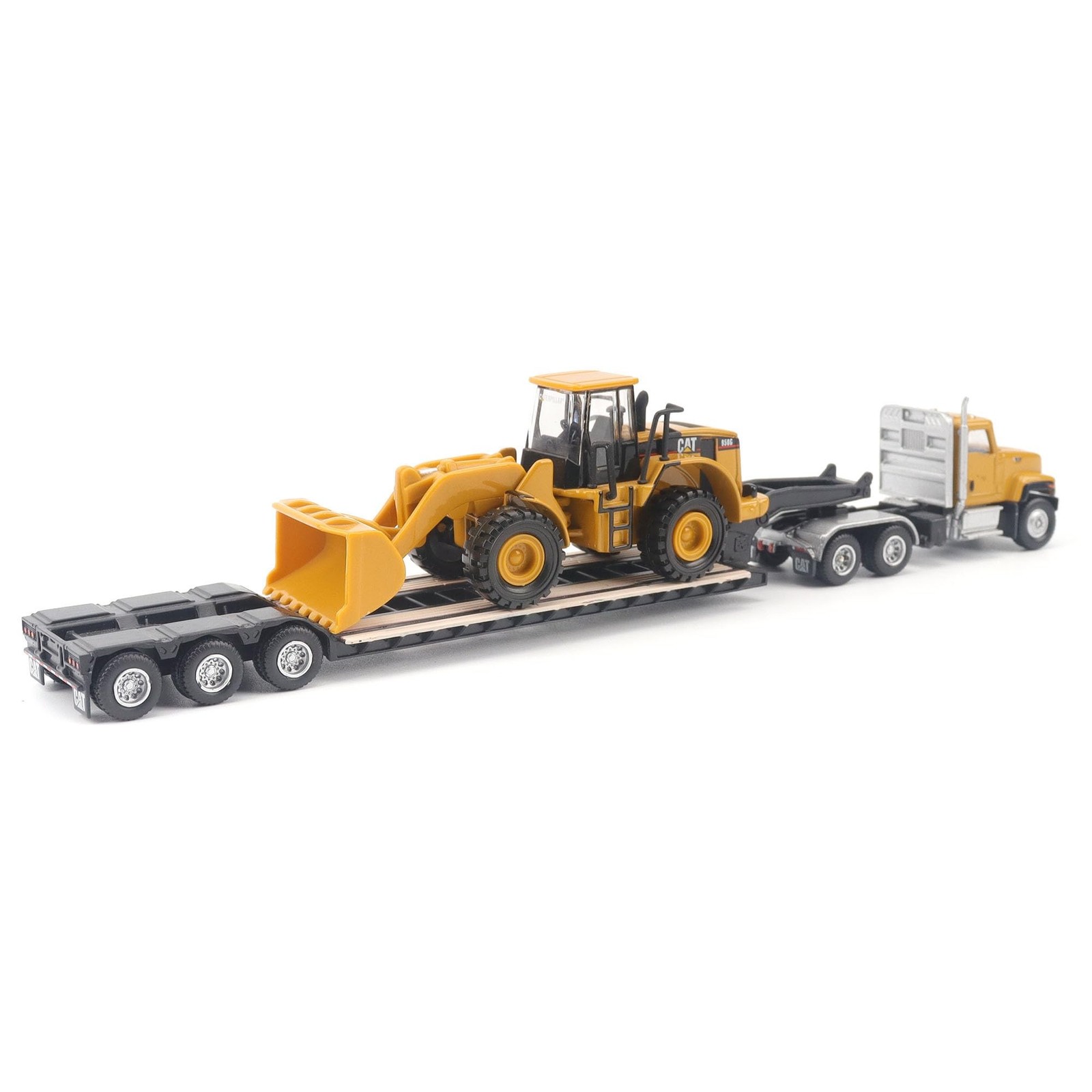 Diecast Masters | 1:87 Scale Cat CT681 Day Cab Tractor with Lowboy Trailer an…